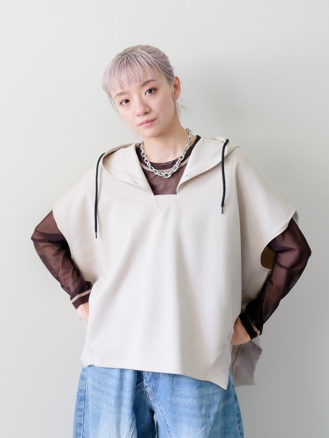 Sleeveless Hoodie Top(ノースリーブフーディー)[601572]light beige