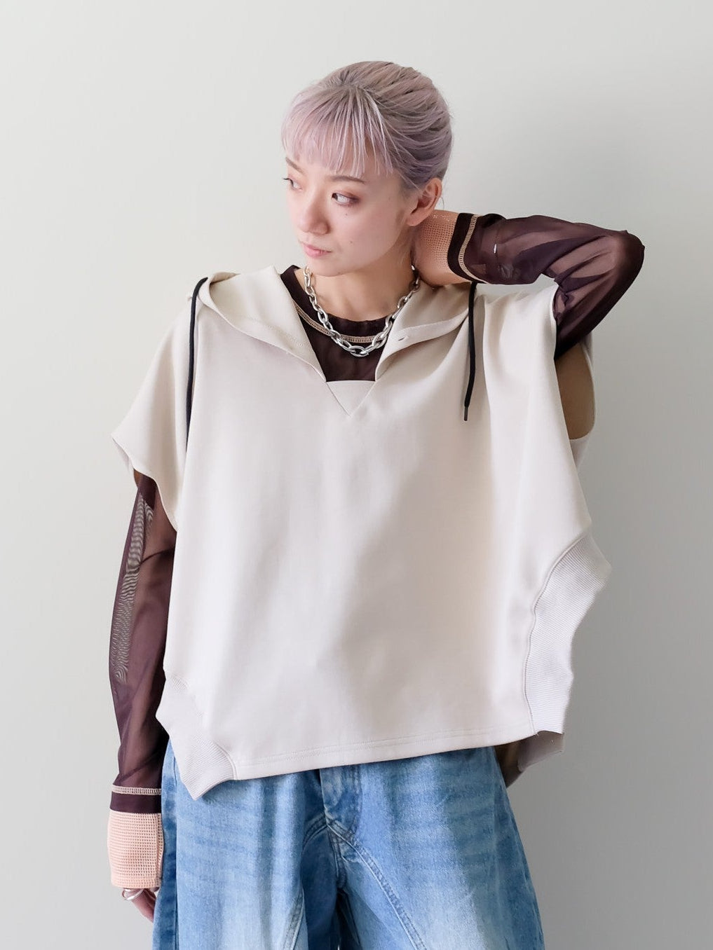 Sleeveless Hoodie Top(ノースリーブフーディー)[601572]light beige