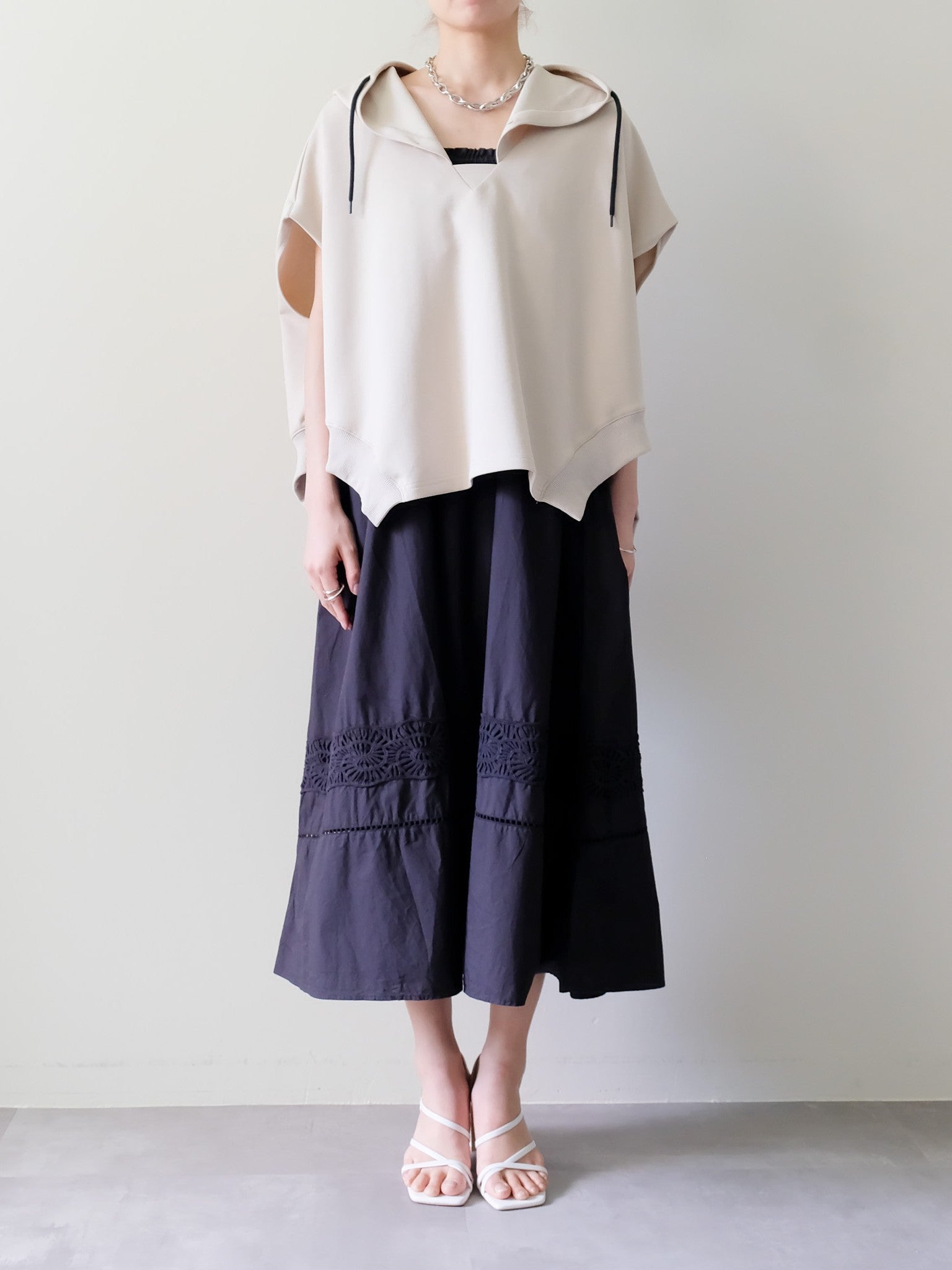 Lace Shirring Skirt(レースシャーリングスカート)[601554]black