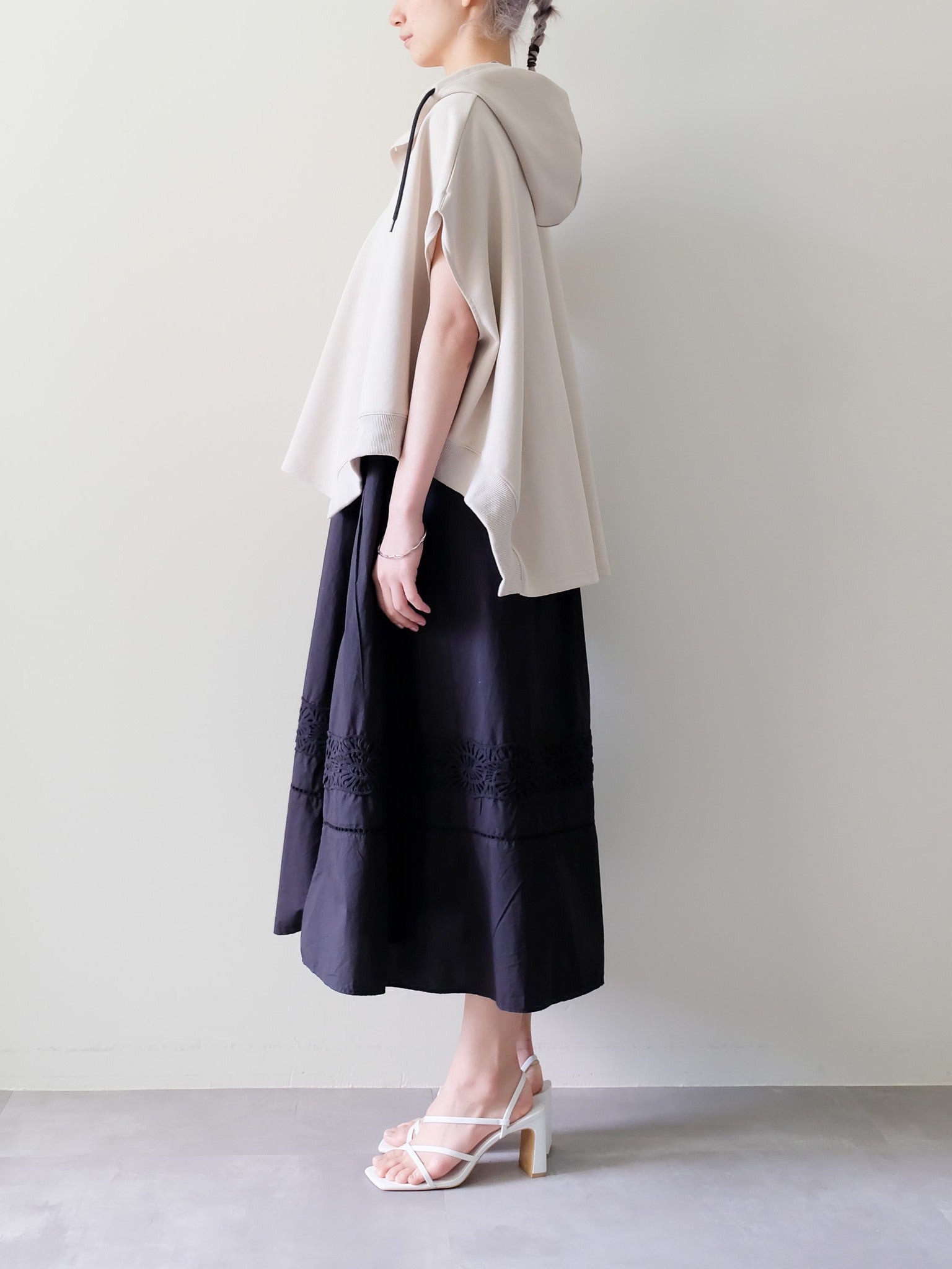 Lace Shirring Skirt(レースシャーリングスカート)[601554]black