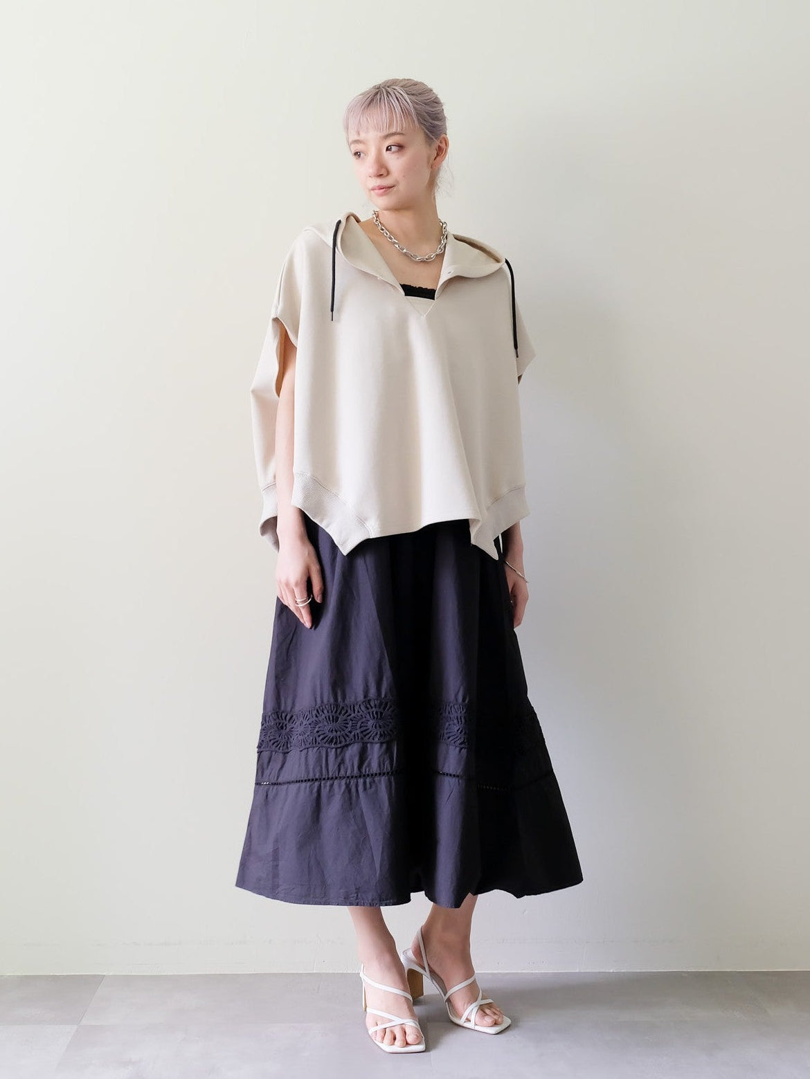 Lace Shirring Skirt(レースシャーリングスカート)[601554]black