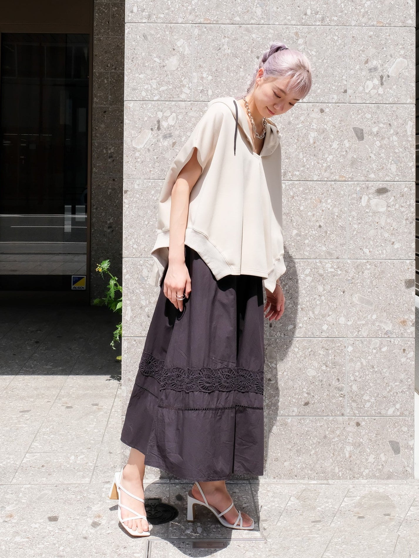 Lace Shirring Skirt(レースシャーリングスカート)[601554]black