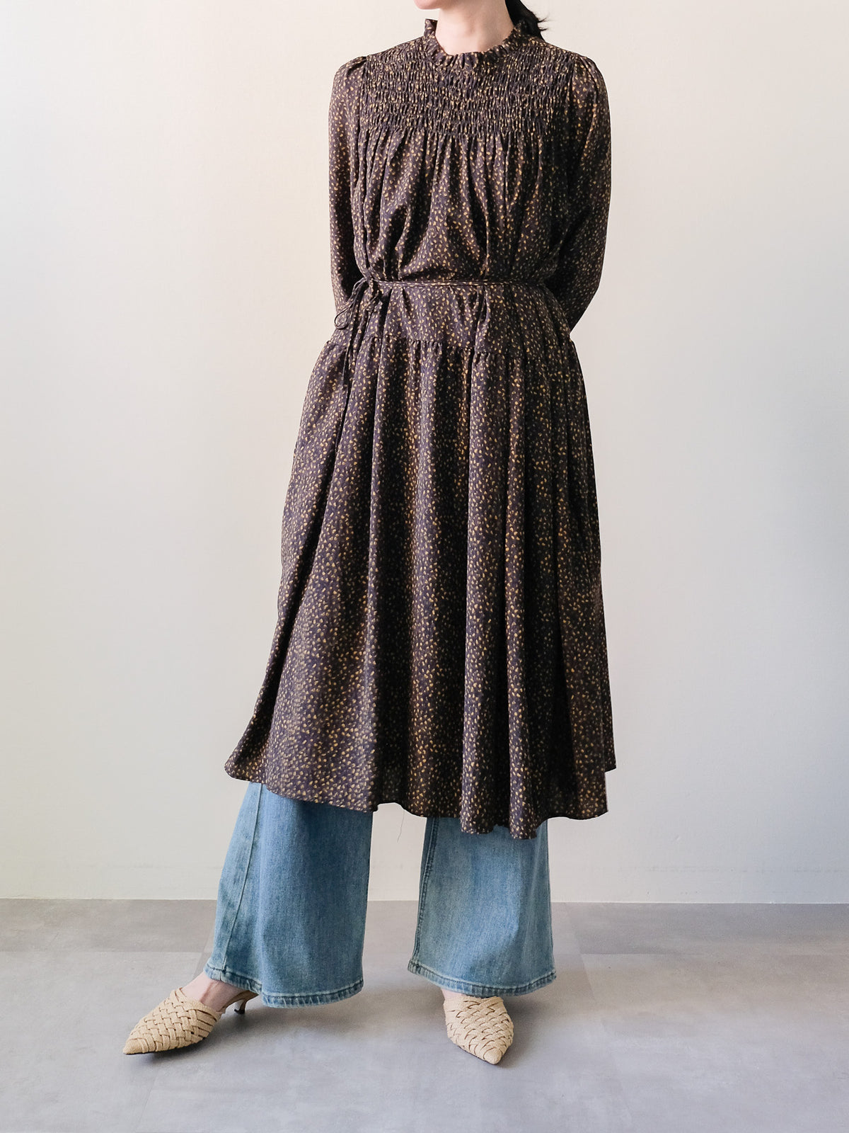 【予約商品】Shirring Dot Dress(シャーリングドットワンピース (601633)