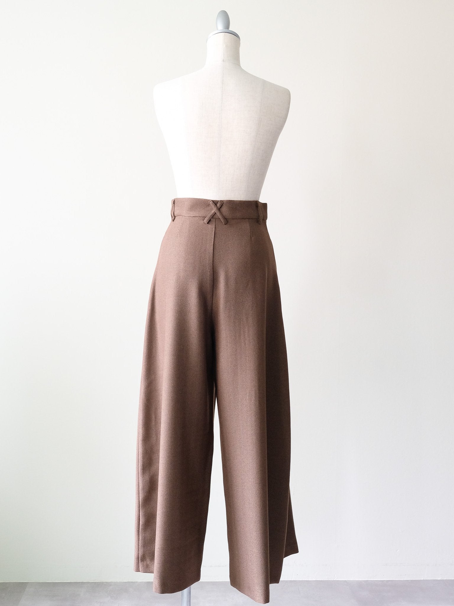柄タックビックワイドパンツ [608320] brown
