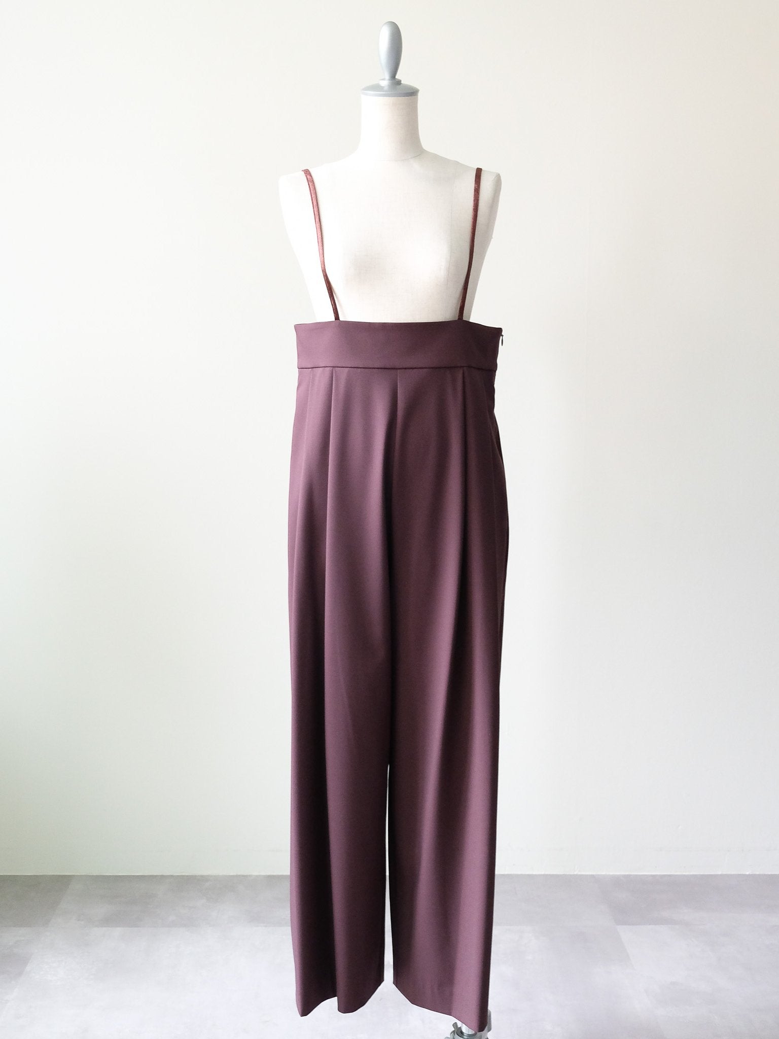 ベロアサスペンダー付パンツ [603332] brown