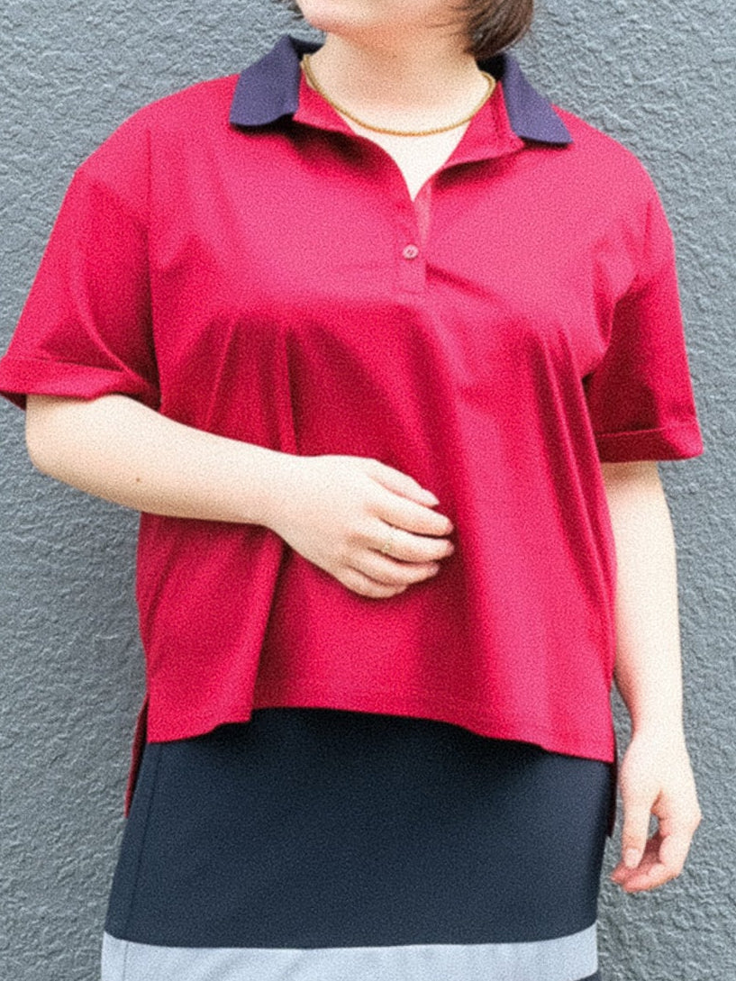 Contrast Polo Top(配色ポロトップス)[601576]red×navy