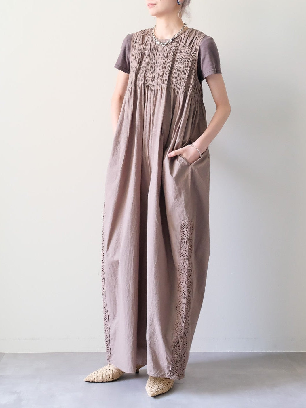 Side Lace All-in-One(サイドレースオールインワン)[601552]brown