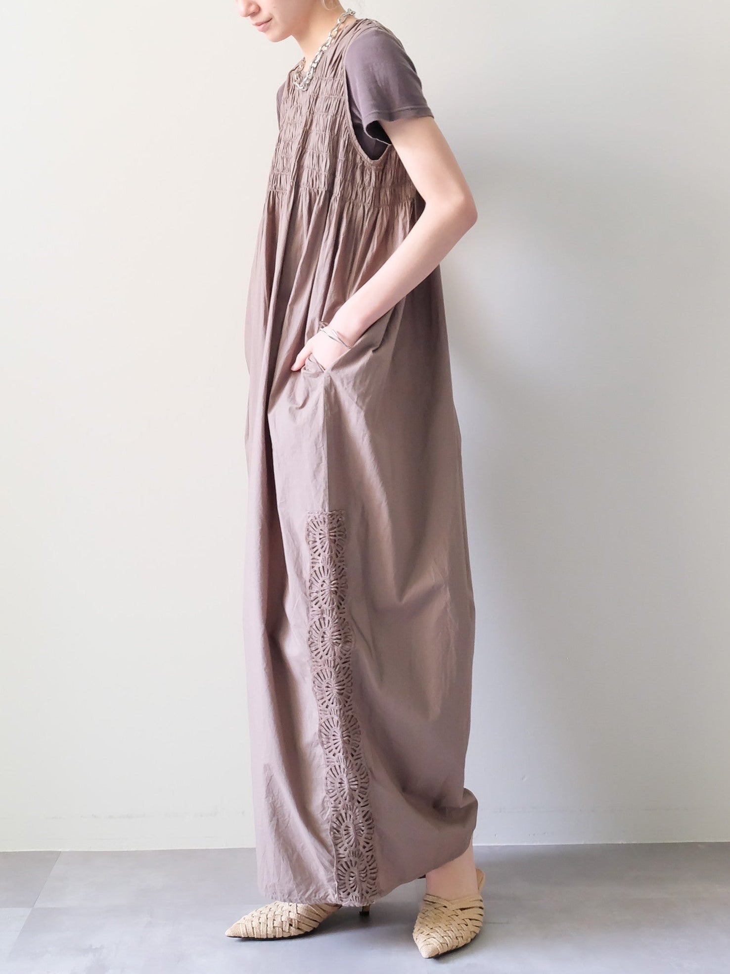 Side Lace All-in-One(サイドレースオールインワン)[601552]brown