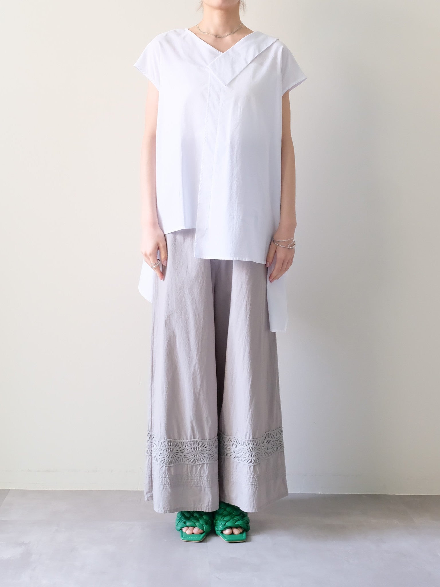 Lace Shirring Pants(レースシャーリングパンツ)[601553]khaki