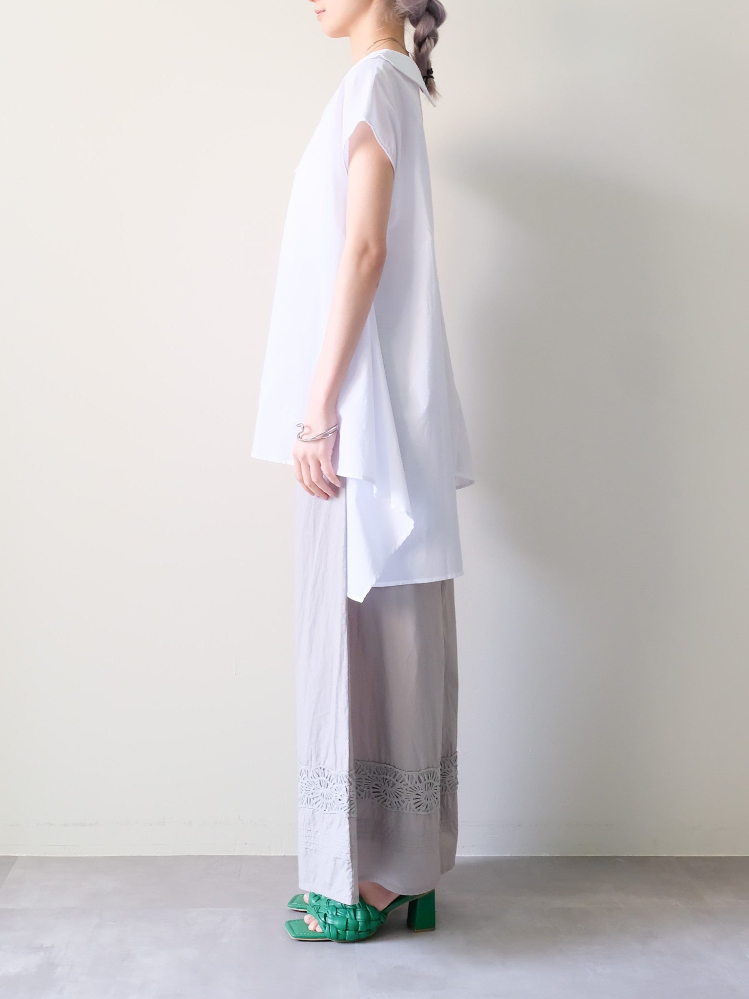 Lace Shirring Pants(レースシャーリングパンツ)[601553]khaki