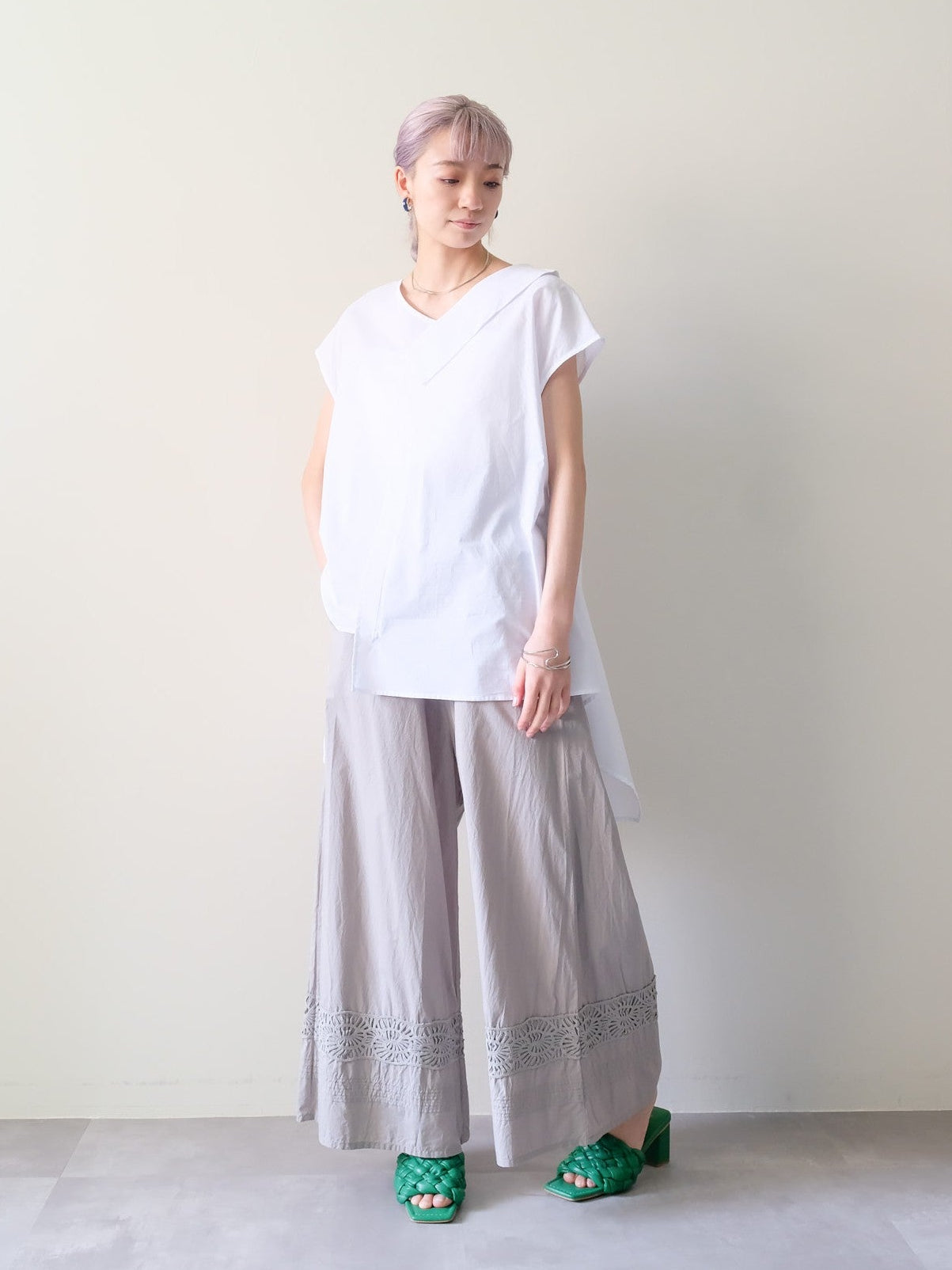 Lace Shirring Pants(レースシャーリングパンツ)[601553]khaki