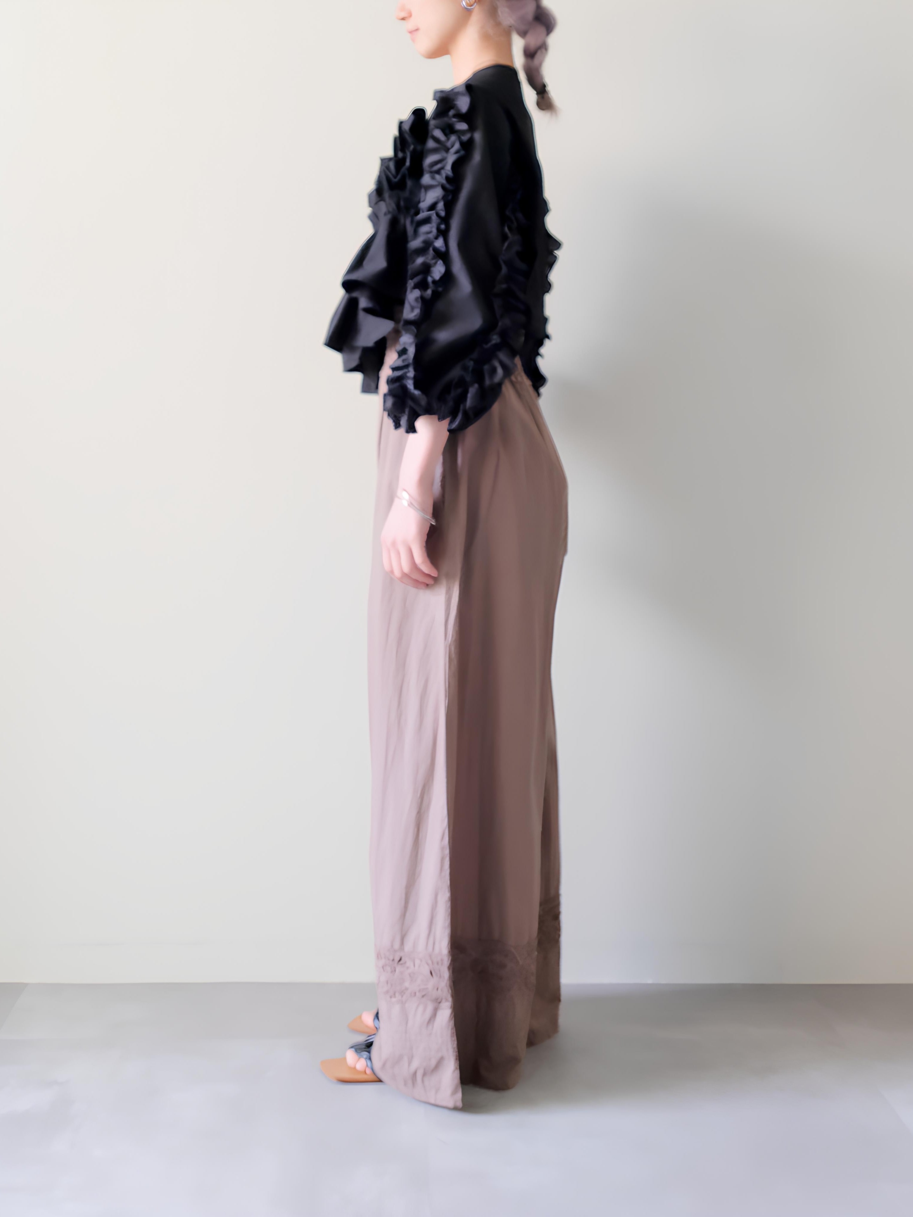 Lace Shirring Pants(レースシャーリングパンツ)[601553]brown