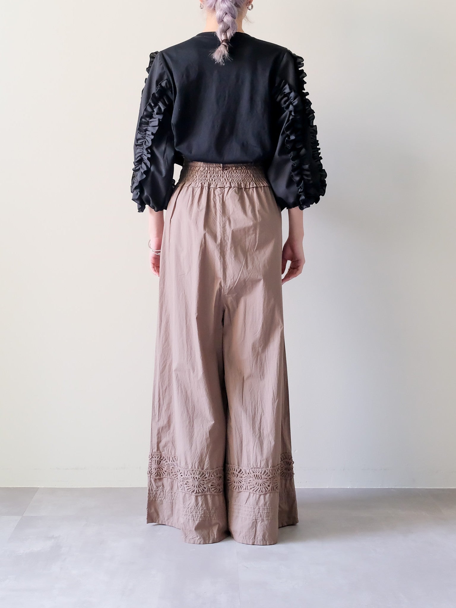 Lace Shirring Pants(レースシャーリングパンツ)[601553]brown