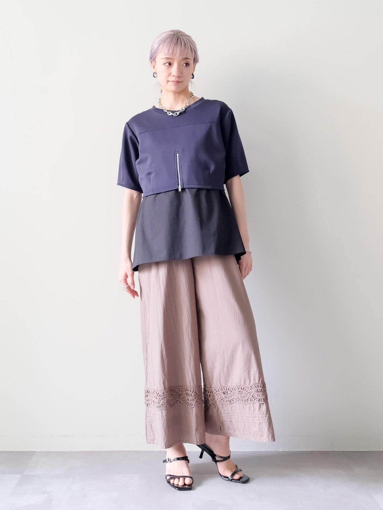 Lace Shirring Pants(レースシャーリングパンツ)[601553]brown