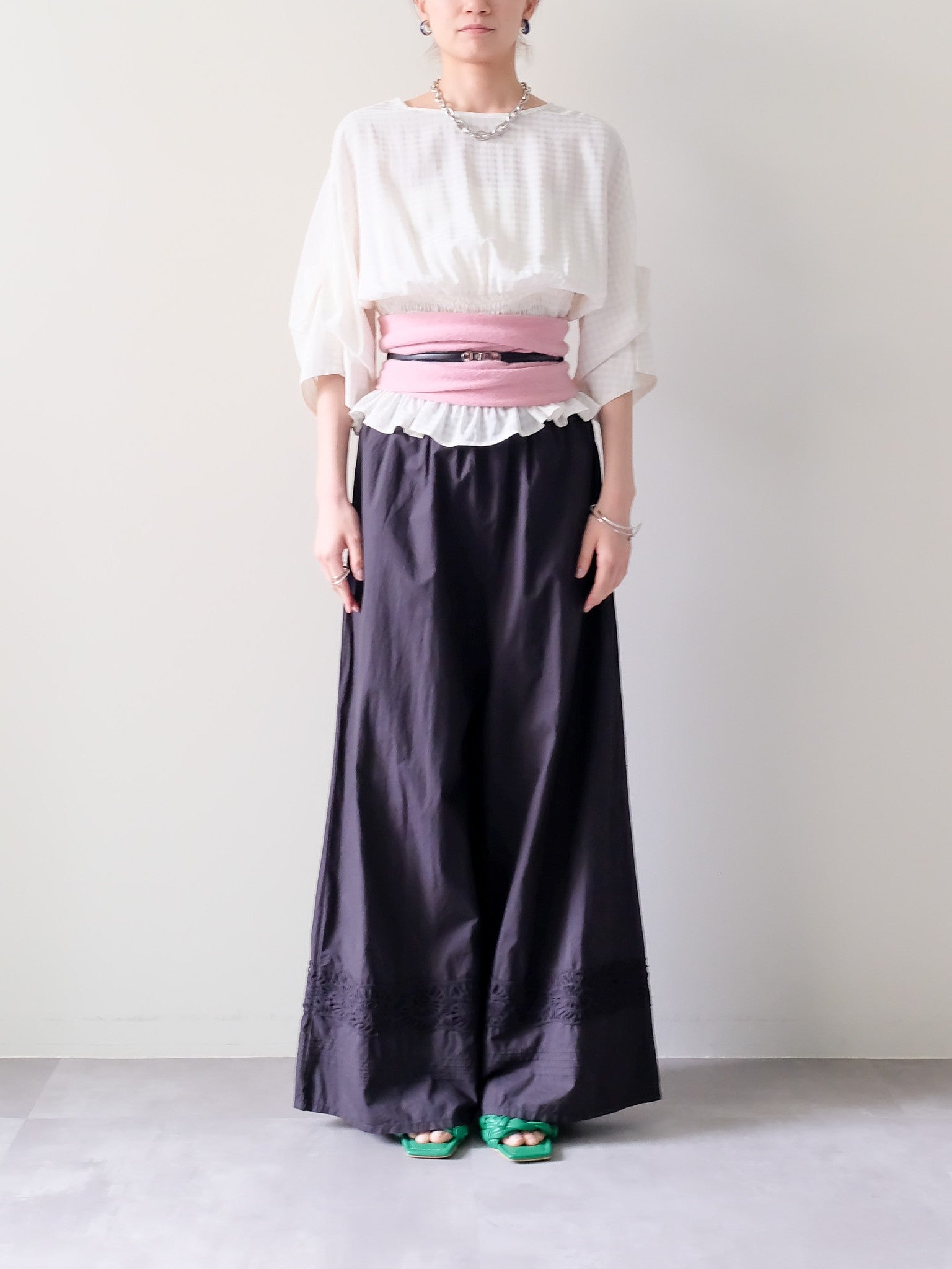 Lace Shirring Pants(レースシャーリングパンツ)[601553]black