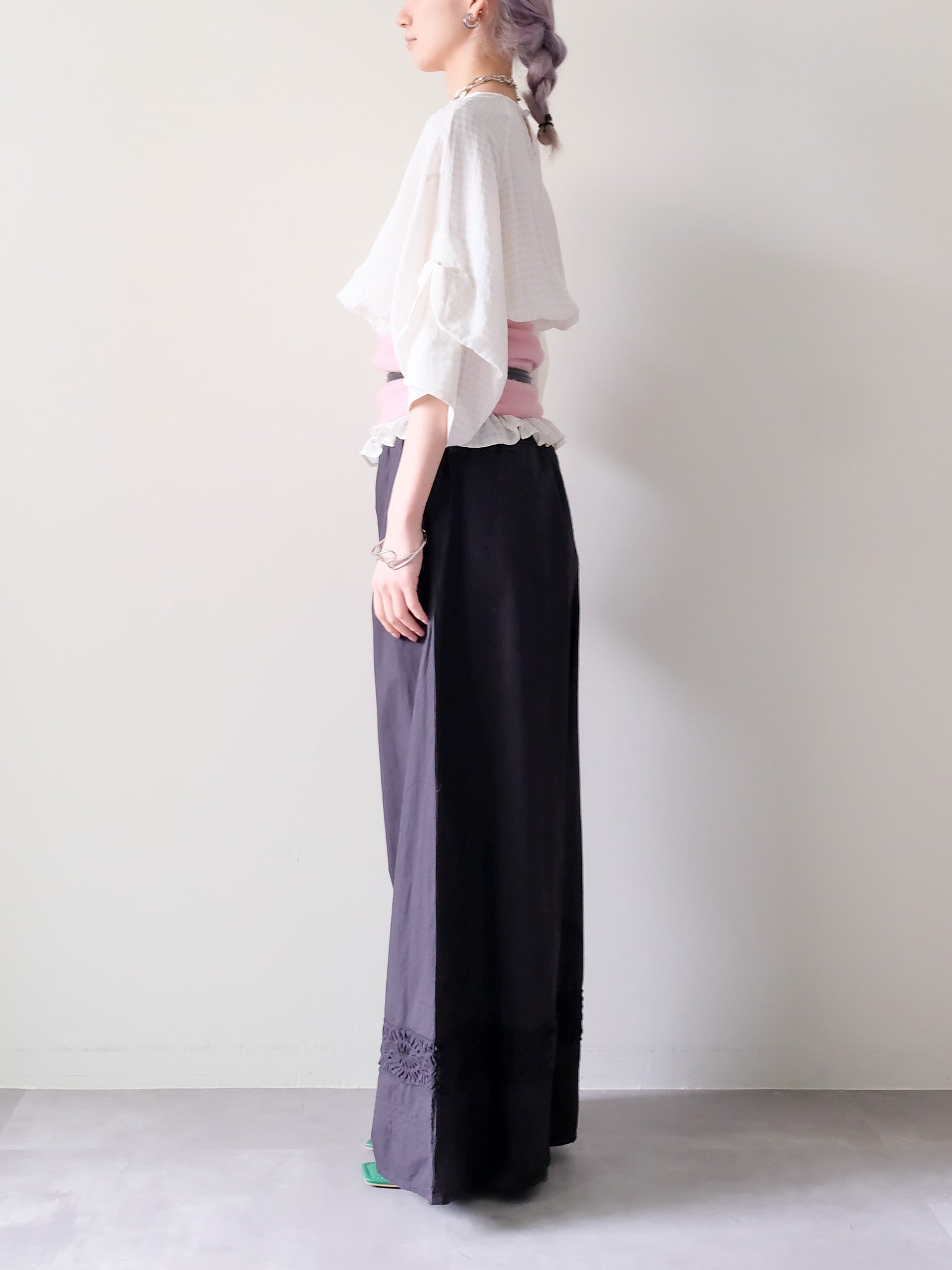 Lace Shirring Pants(レースシャーリングパンツ)[601553]black