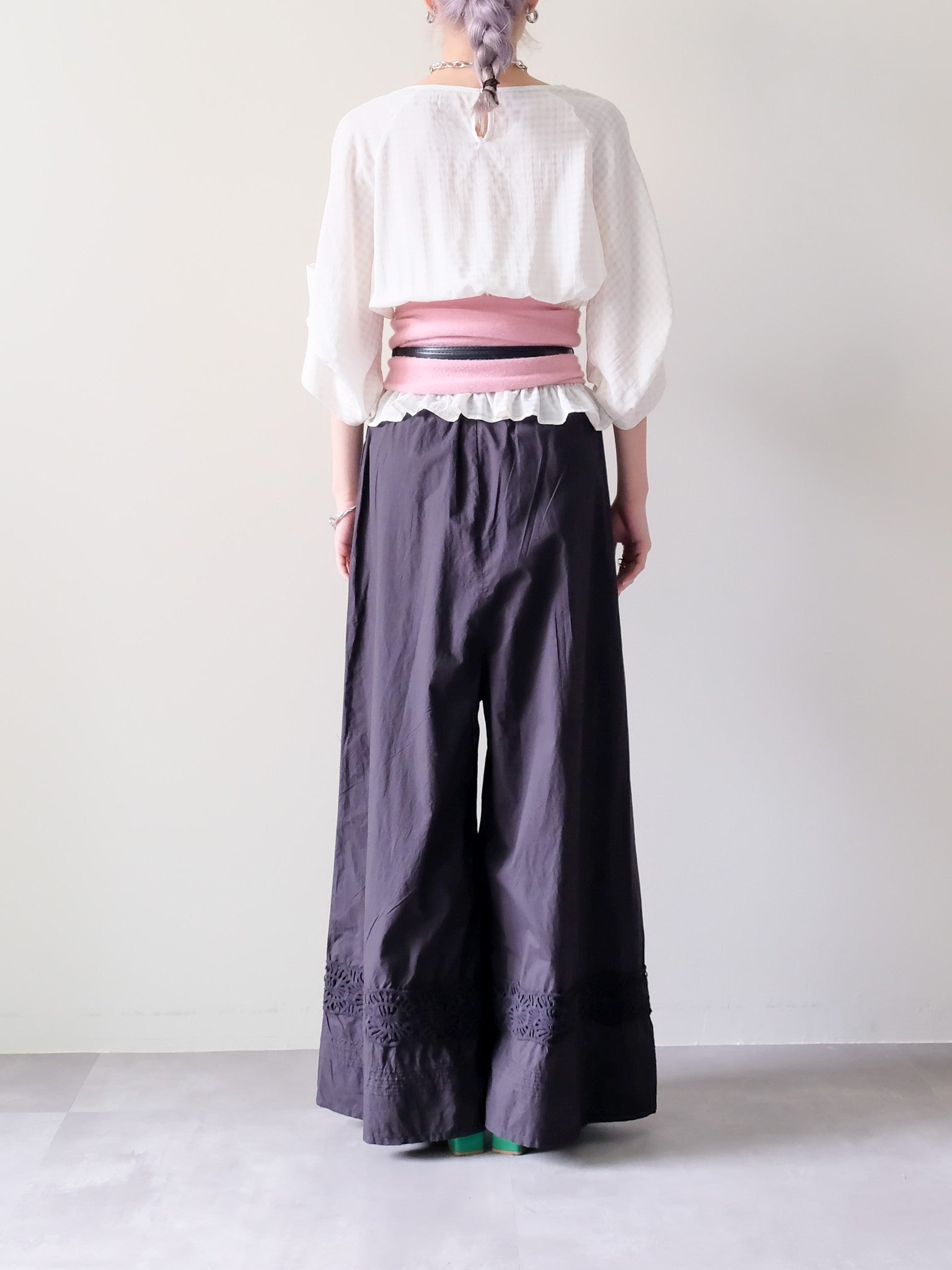 Lace Shirring Pants(レースシャーリングパンツ)[601553]black