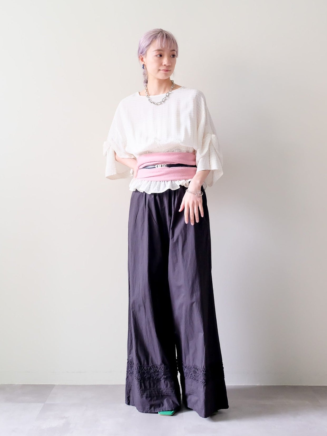 Lace Shirring Pants(レースシャーリングパンツ)[601553]black