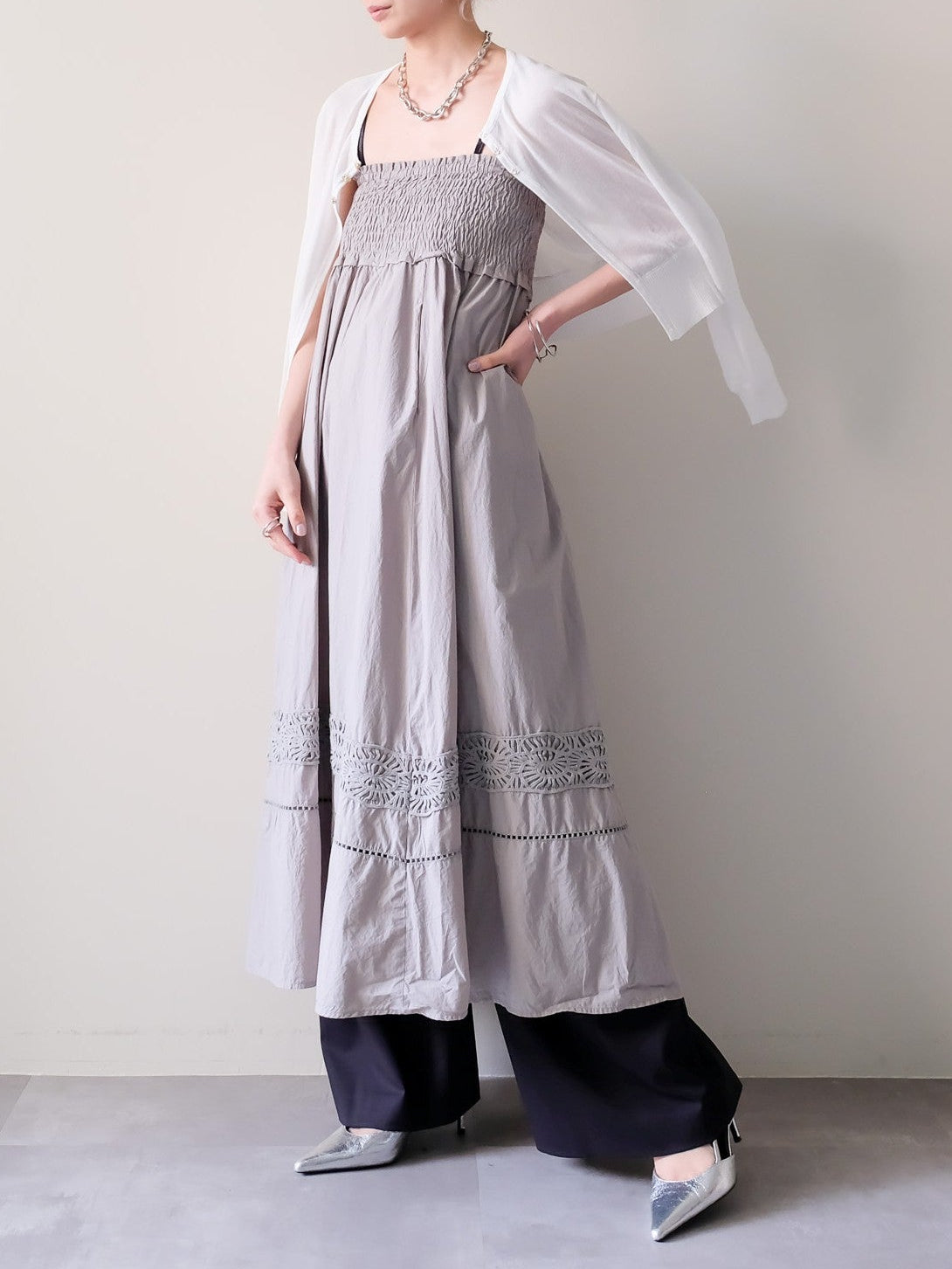 Lace Shirring Skirt(レースシャーリングスカート)[601554]khaki