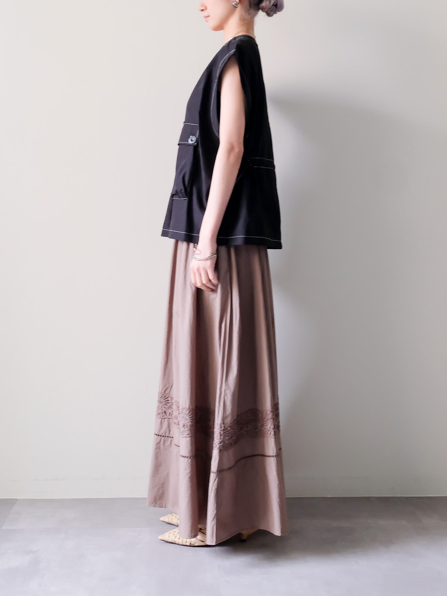 Lace Shirring Skirt(レースシャーリングスカート)[601554]brown