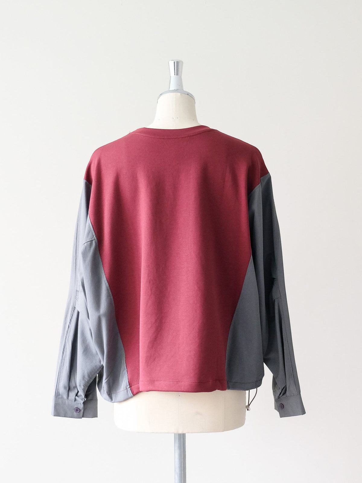 【予約商品】タックスリーブヘムドロストコードトップス[601390]red×gray