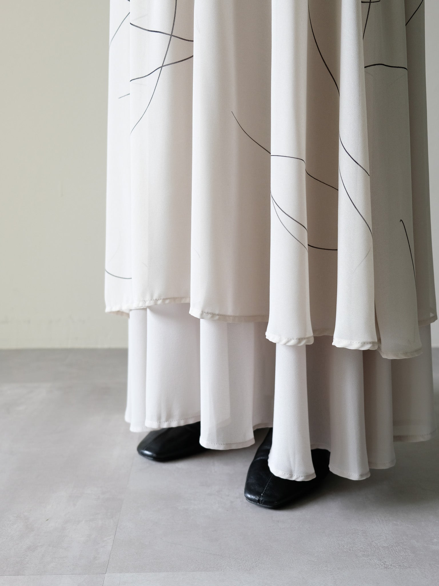 ラインプリントスカート[601476]light khaki