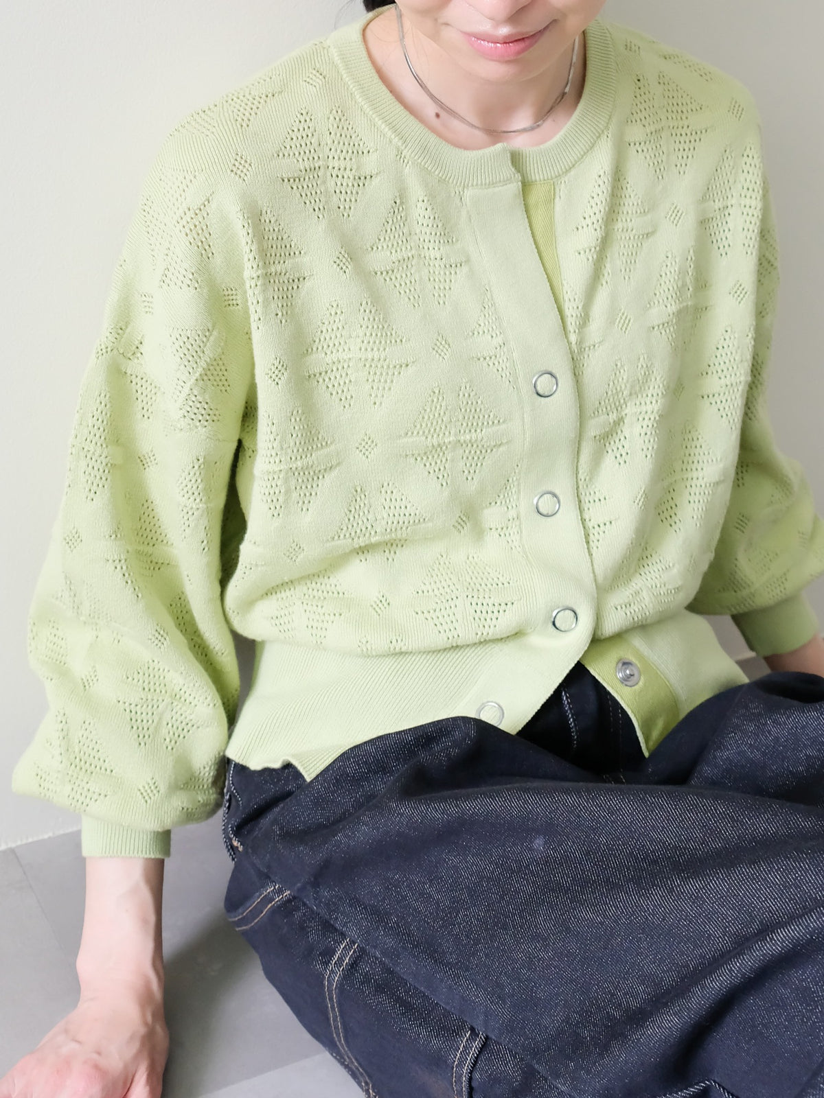 Flower Jacquard Knit Top(フラワージャガードニットトップス)[601535]green