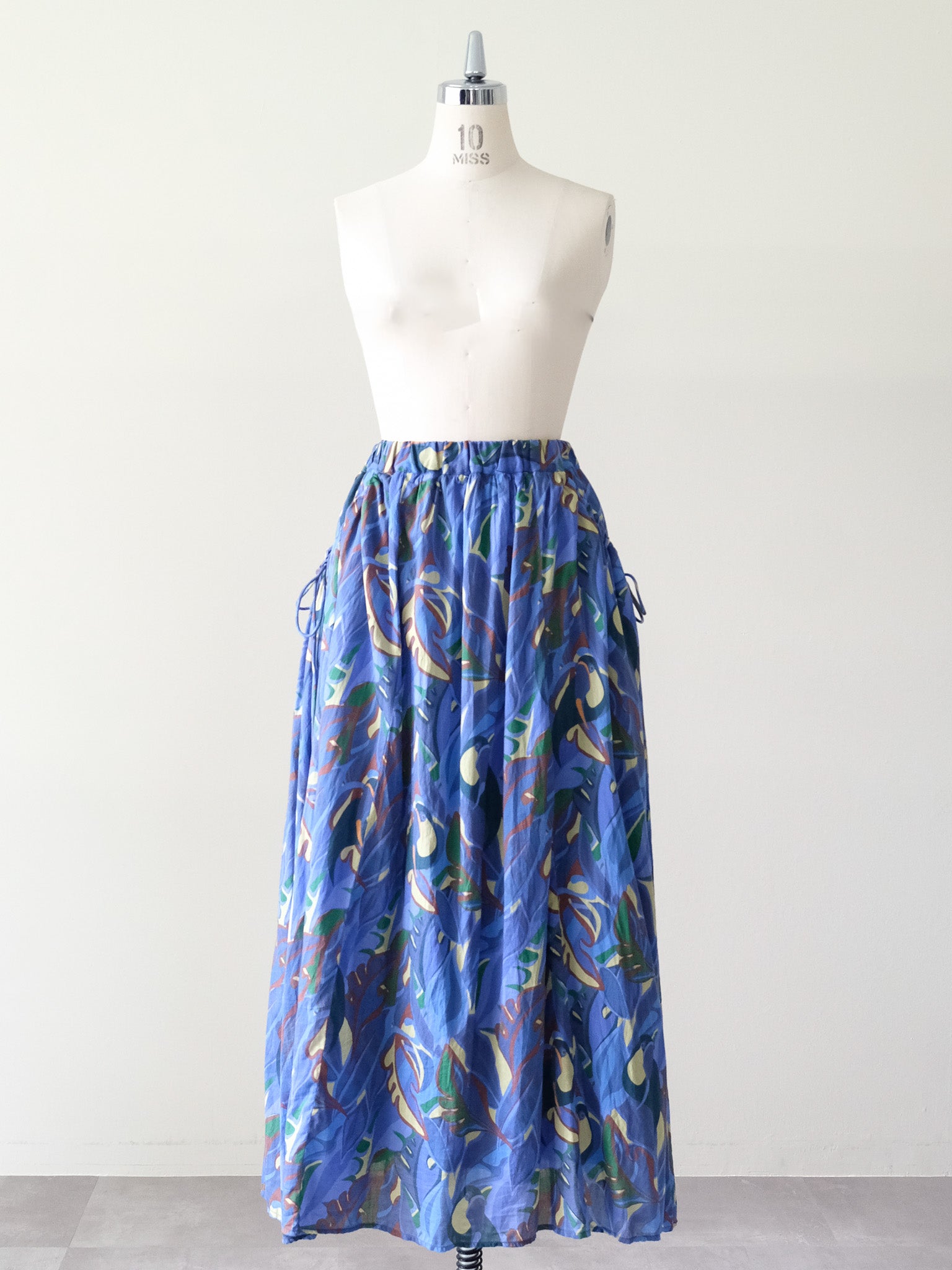 Botanical Bird Side-Tie Maxi Skirt(ボタニカルバードサイドリボンマキシスカート)[601567]blue
