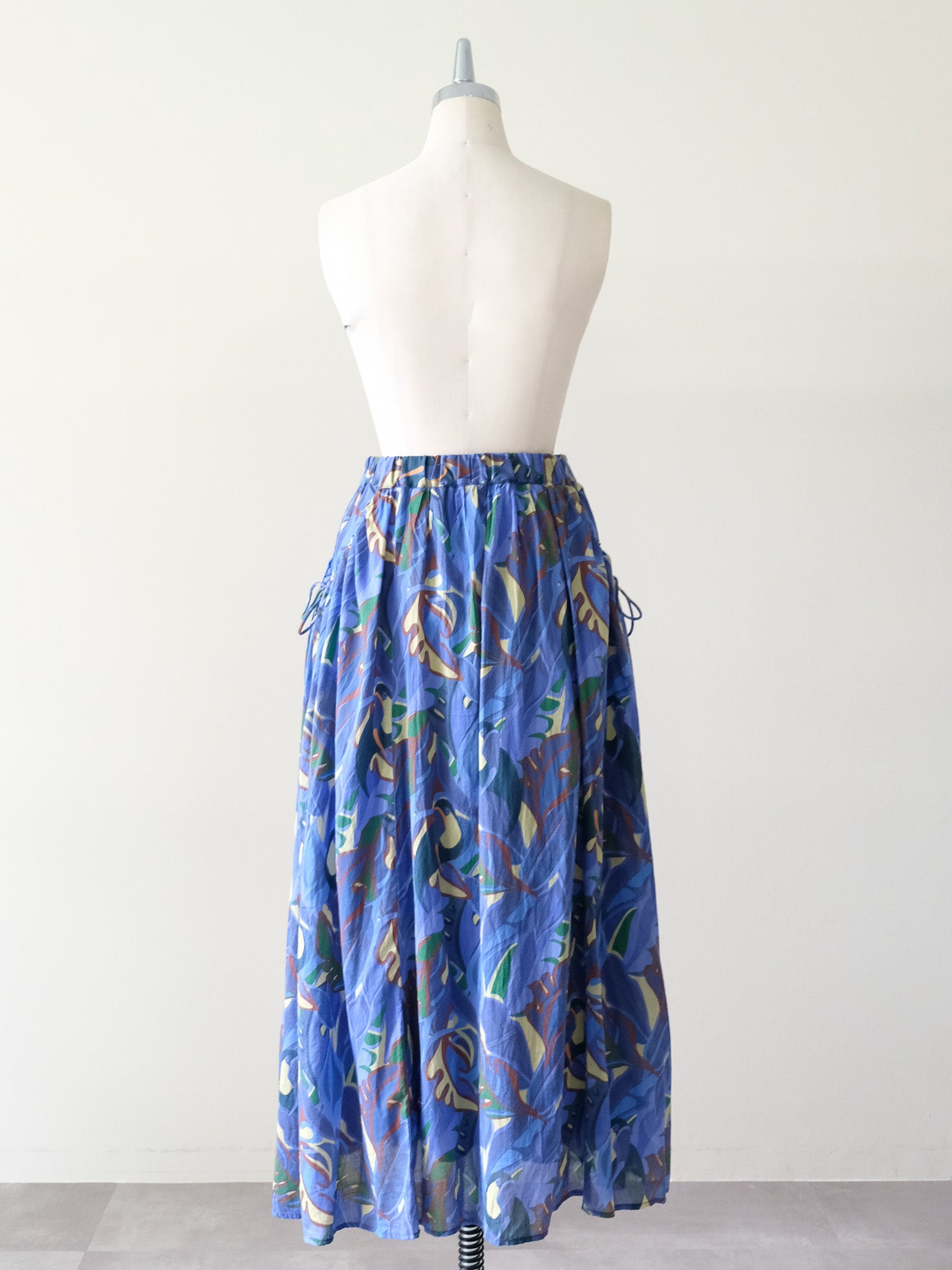 Botanical Bird Side-Tie Maxi Skirt(ボタニカルバードサイドリボンマキシスカート)[601567]blue