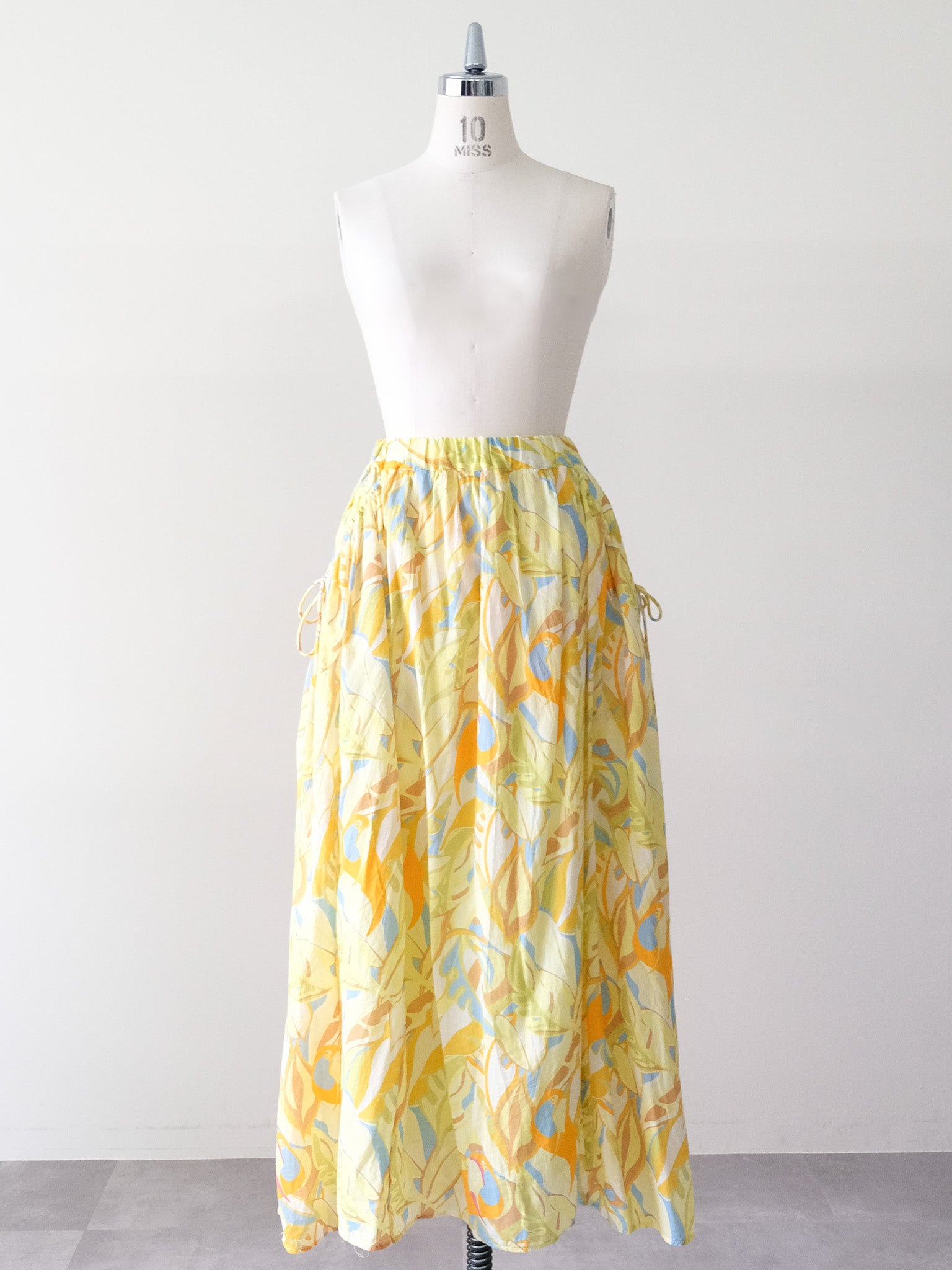 Botanical Bird Side-Tie Maxi Skirt(ボタニカルバードサイドリボンマキシスカート)[601567]yellow