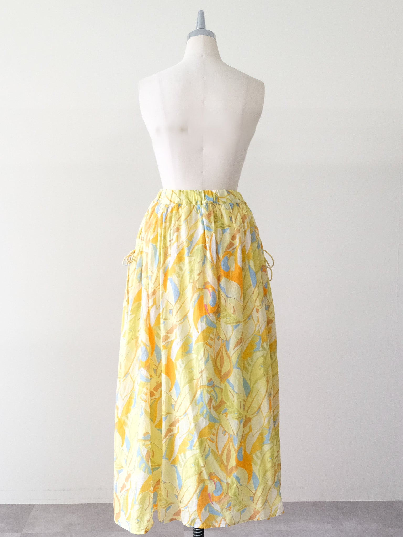 Botanical Bird Side-Tie Maxi Skirt(ボタニカルバードサイドリボンマキシスカート)[601567]yellow
