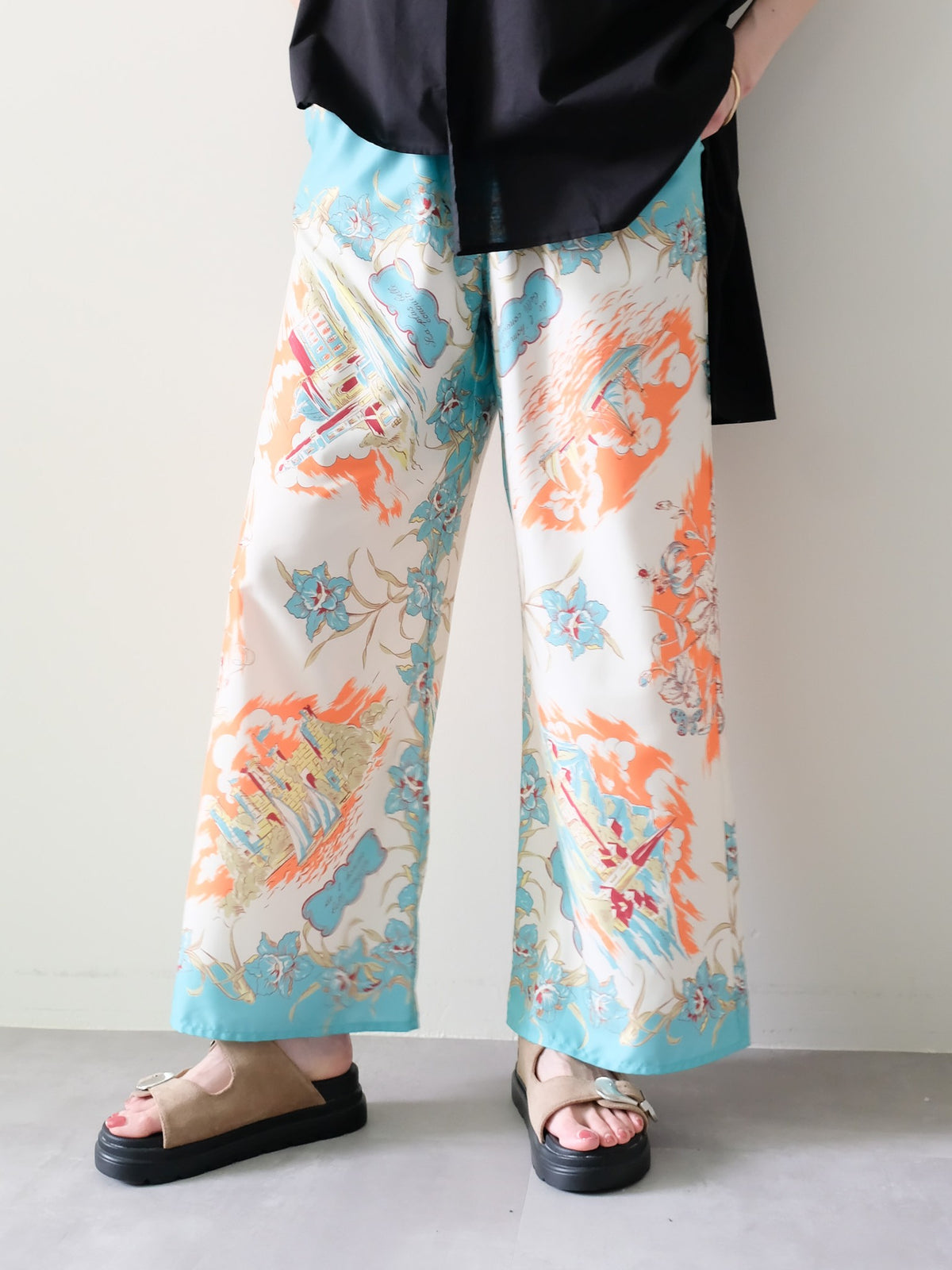 【予約商品】Yacht Panel Print Easy Pants(ヨットパネルプリントイージーパンツ)[601560]turquoise