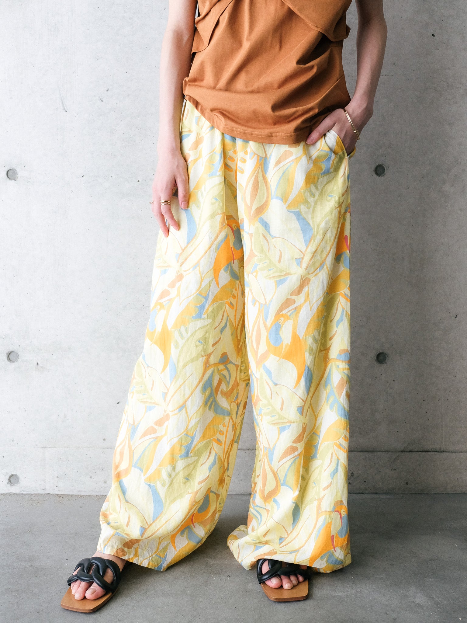 Botanical Bird Easy Pants(ボタニカルバードイージーパンツ[601569]yellow