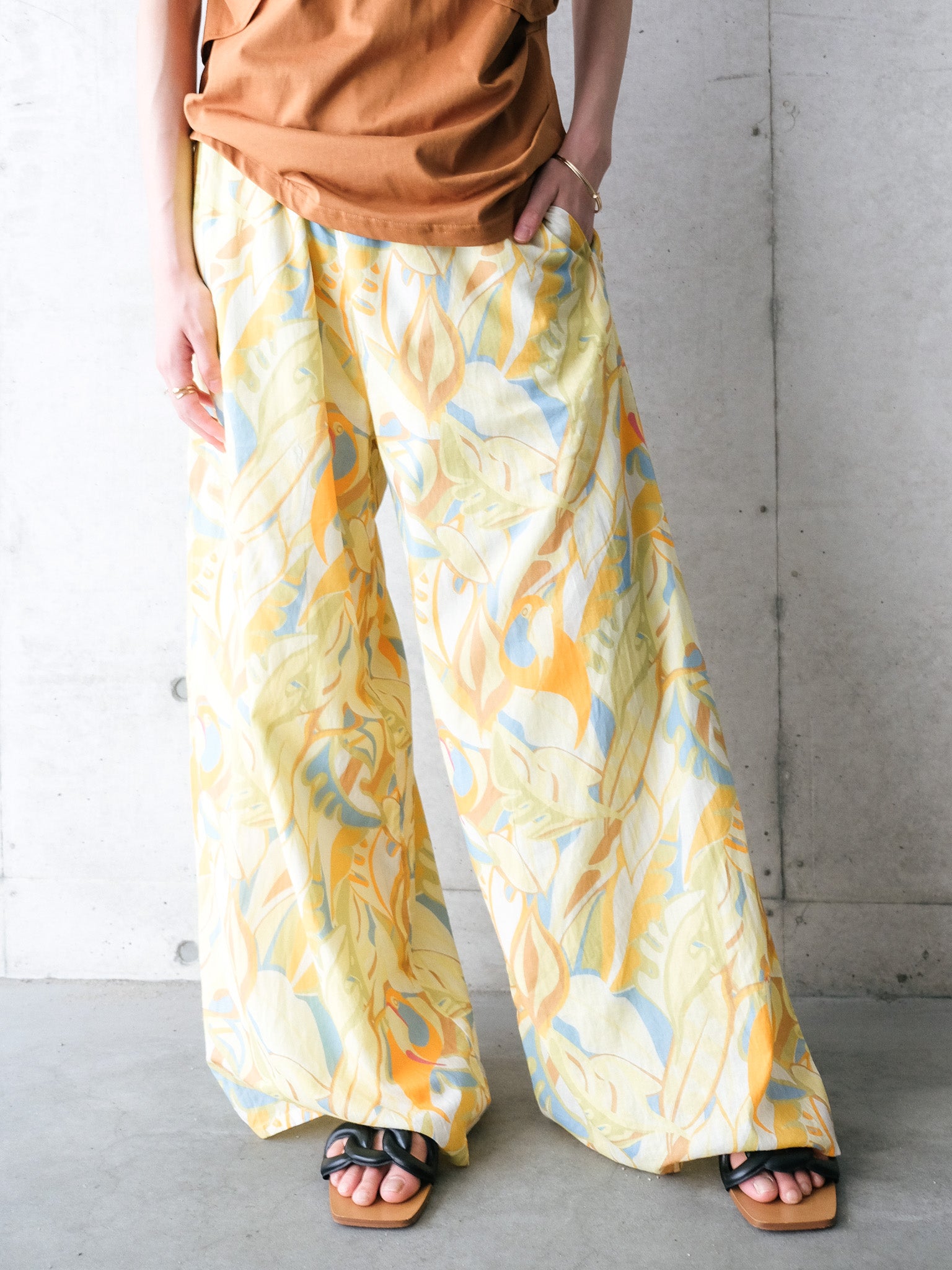 Botanical Bird Easy Pants(ボタニカルバードイージーパンツ[601569]yellow