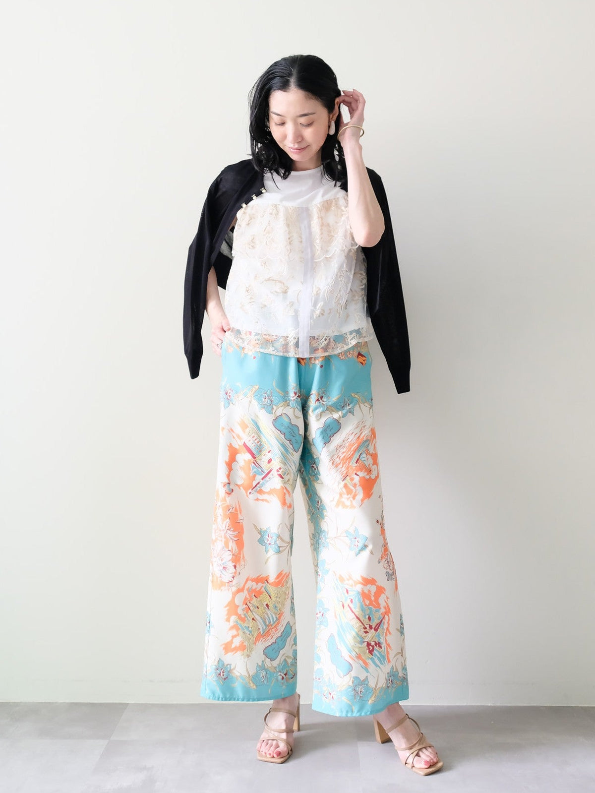 【予約商品】Yacht Panel Print Easy Pants(ヨットパネルプリントイージーパンツ)[601560]turquoise