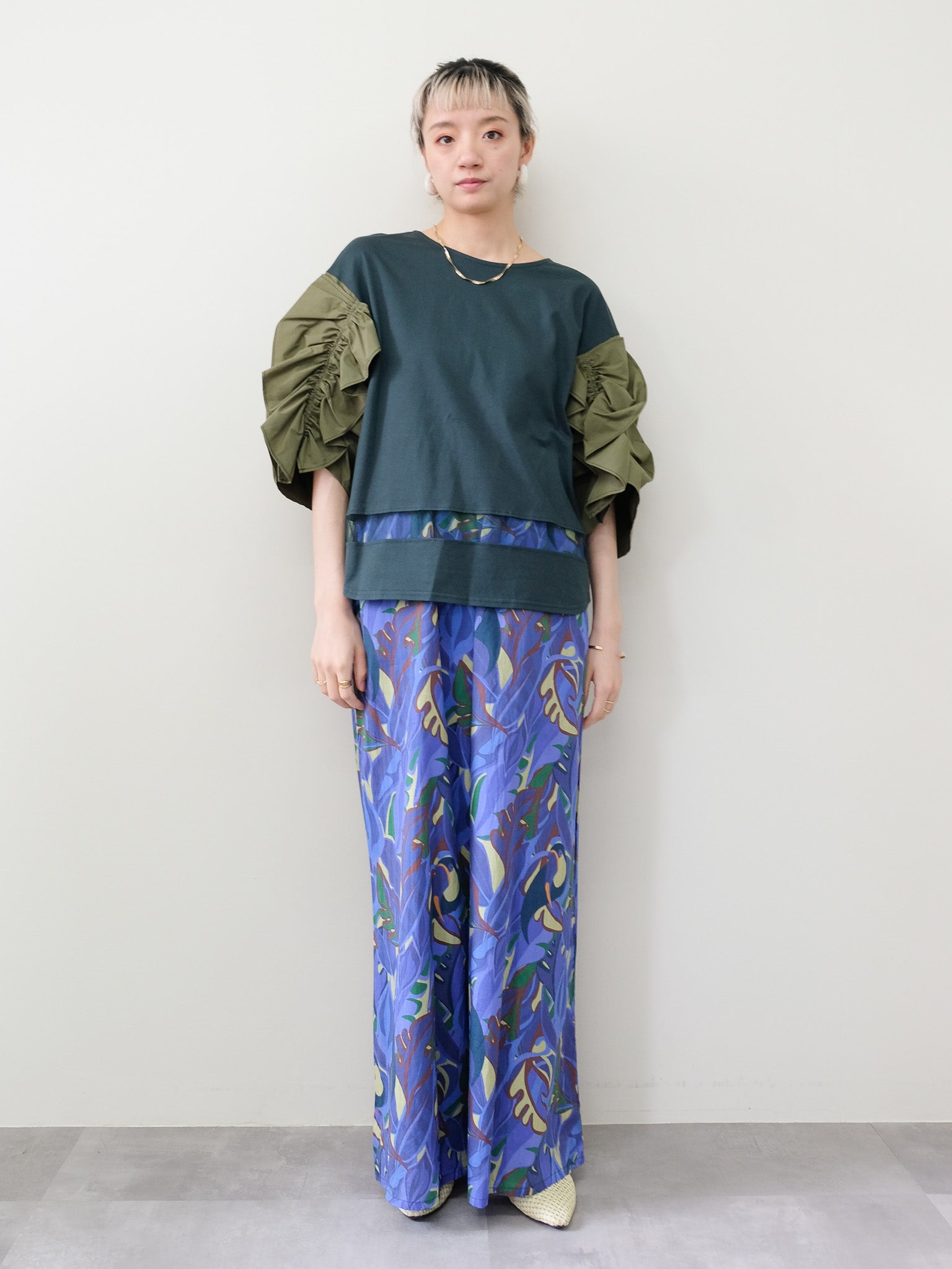 Botanical Bird Easy Pants(ボタニカルバードイージーパンツ[601569]blue