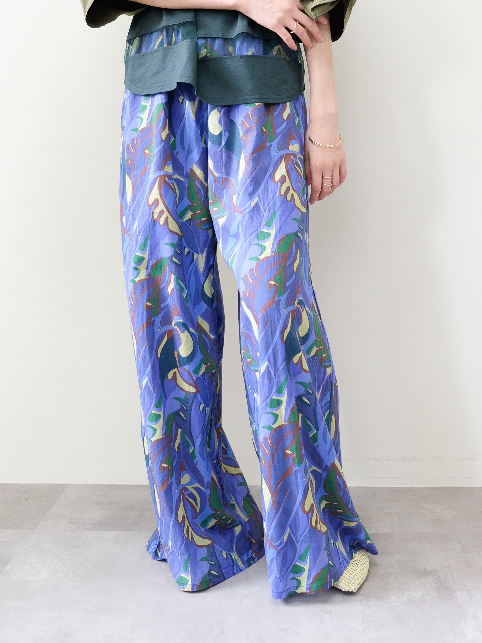 Botanical Bird Easy Pants(ボタニカルバードイージーパンツ[601569]blue