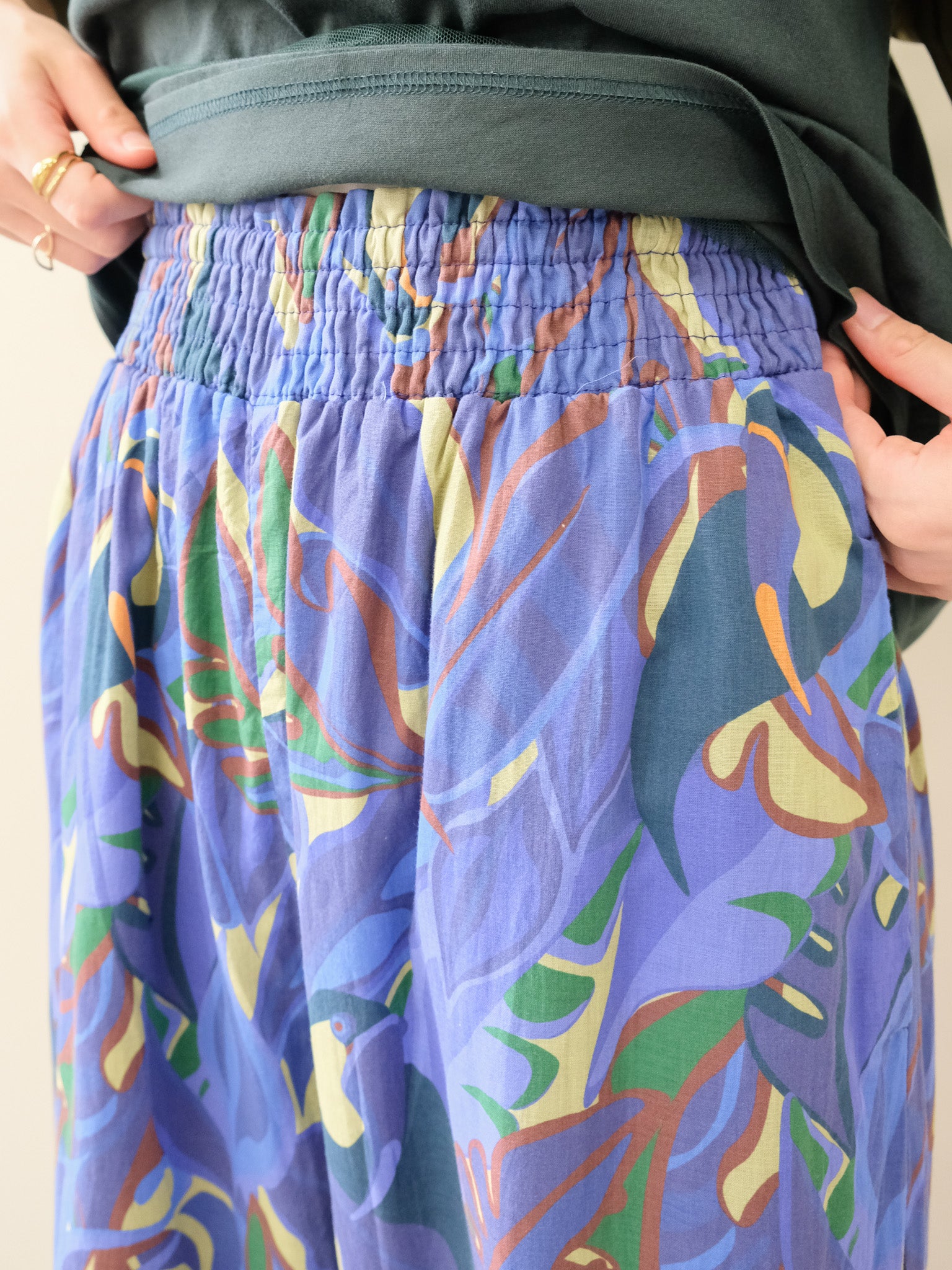 Botanical Bird Easy Pants(ボタニカルバードイージーパンツ[601569]blue