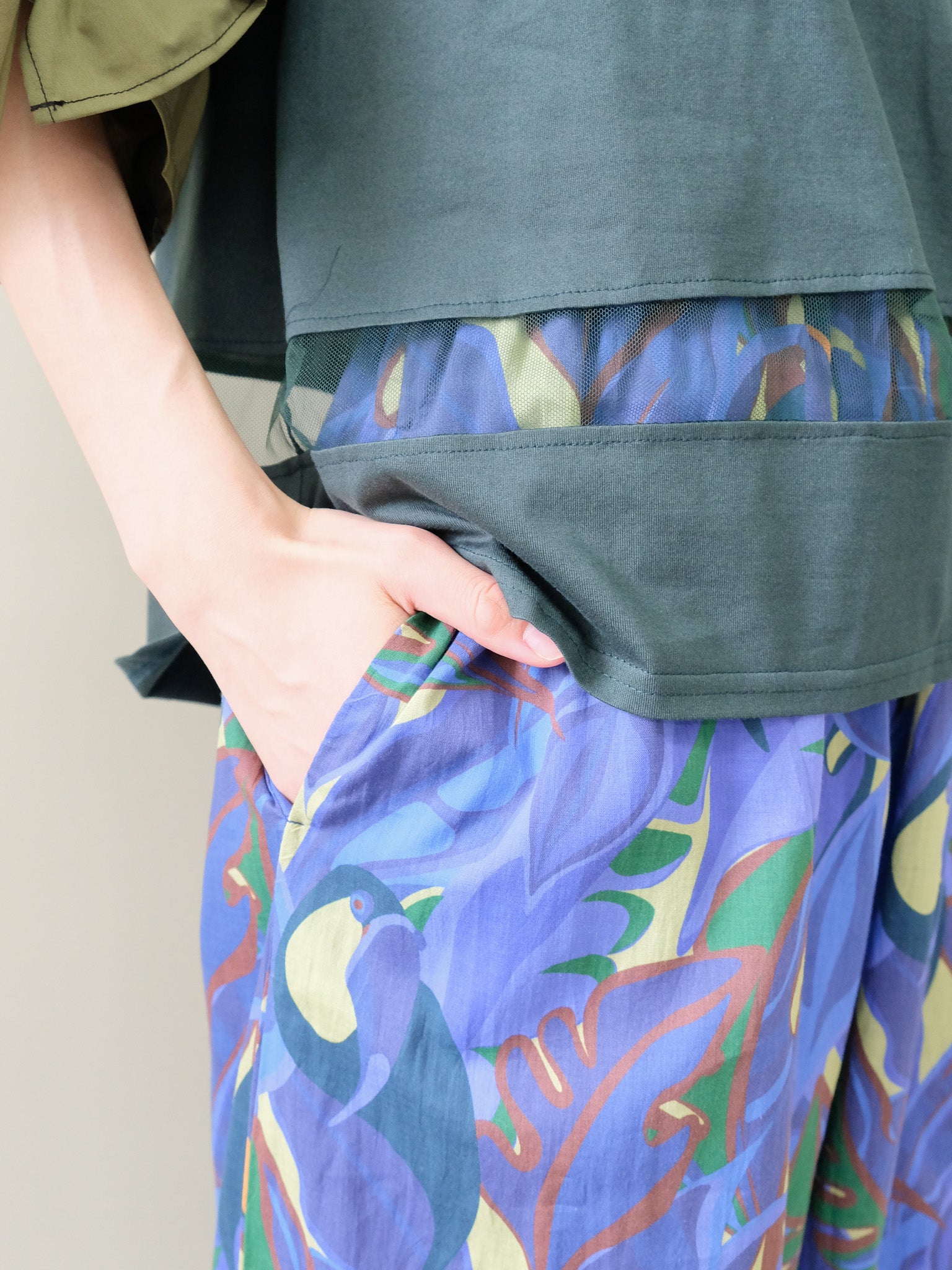 Botanical Bird Easy Pants(ボタニカルバードイージーパンツ[601569]blue