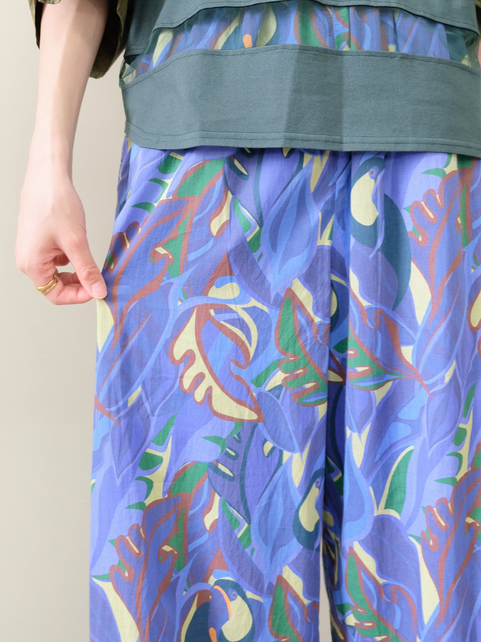 Botanical Bird Easy Pants(ボタニカルバードイージーパンツ[601569]blue