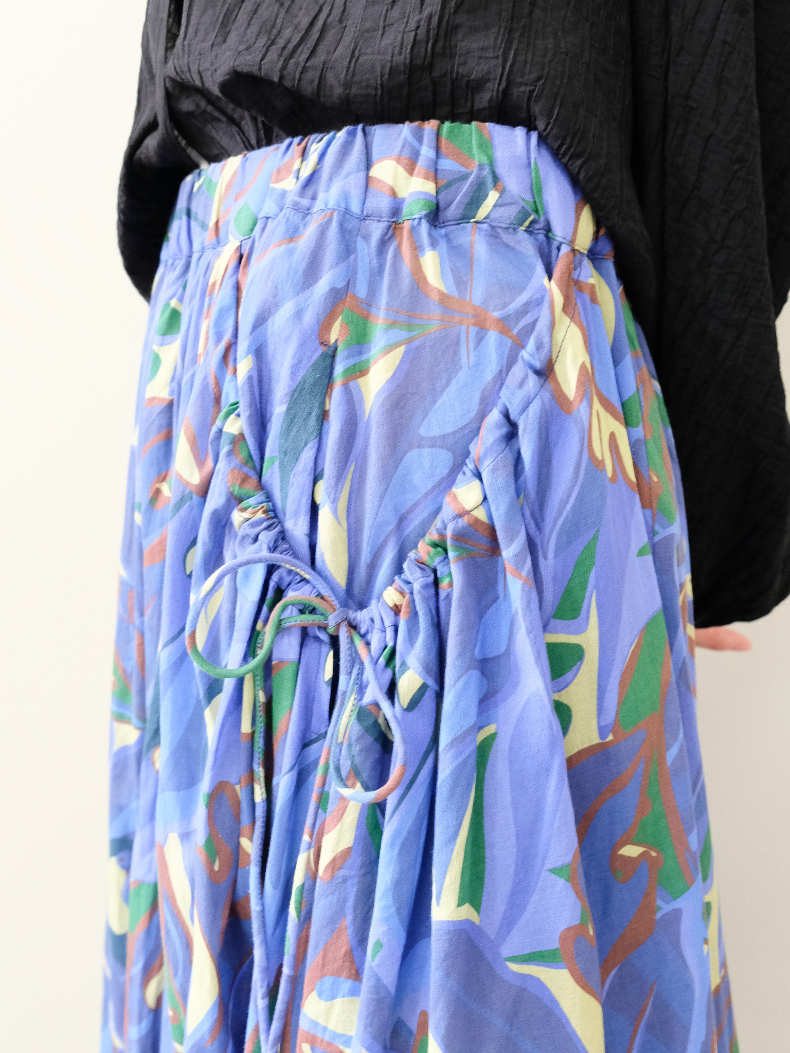 Botanical Bird Side-Tie Maxi Skirt(ボタニカルバードサイドリボンマキシスカート)[601567]blue