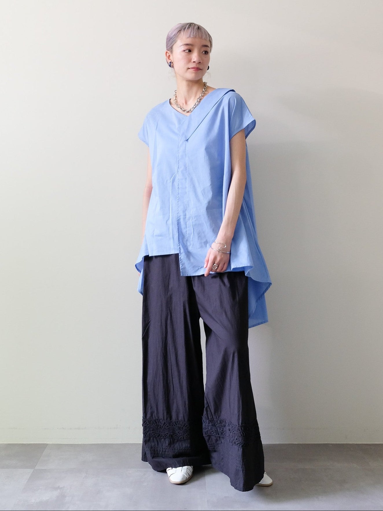 Lace Shirring Pants(レースシャーリングパンツ)[601553]black