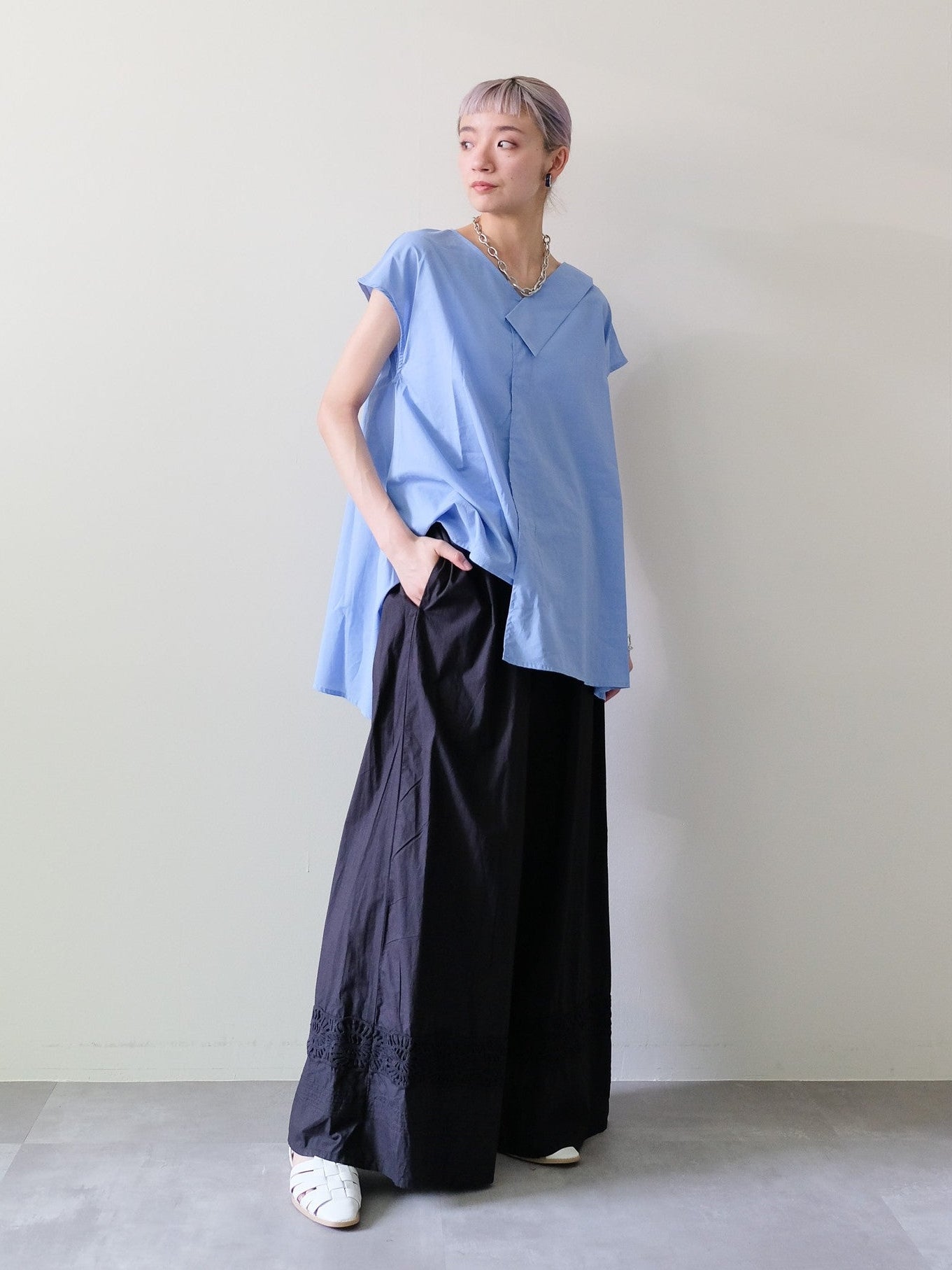 Lace Shirring Pants(レースシャーリングパンツ)[601553]black