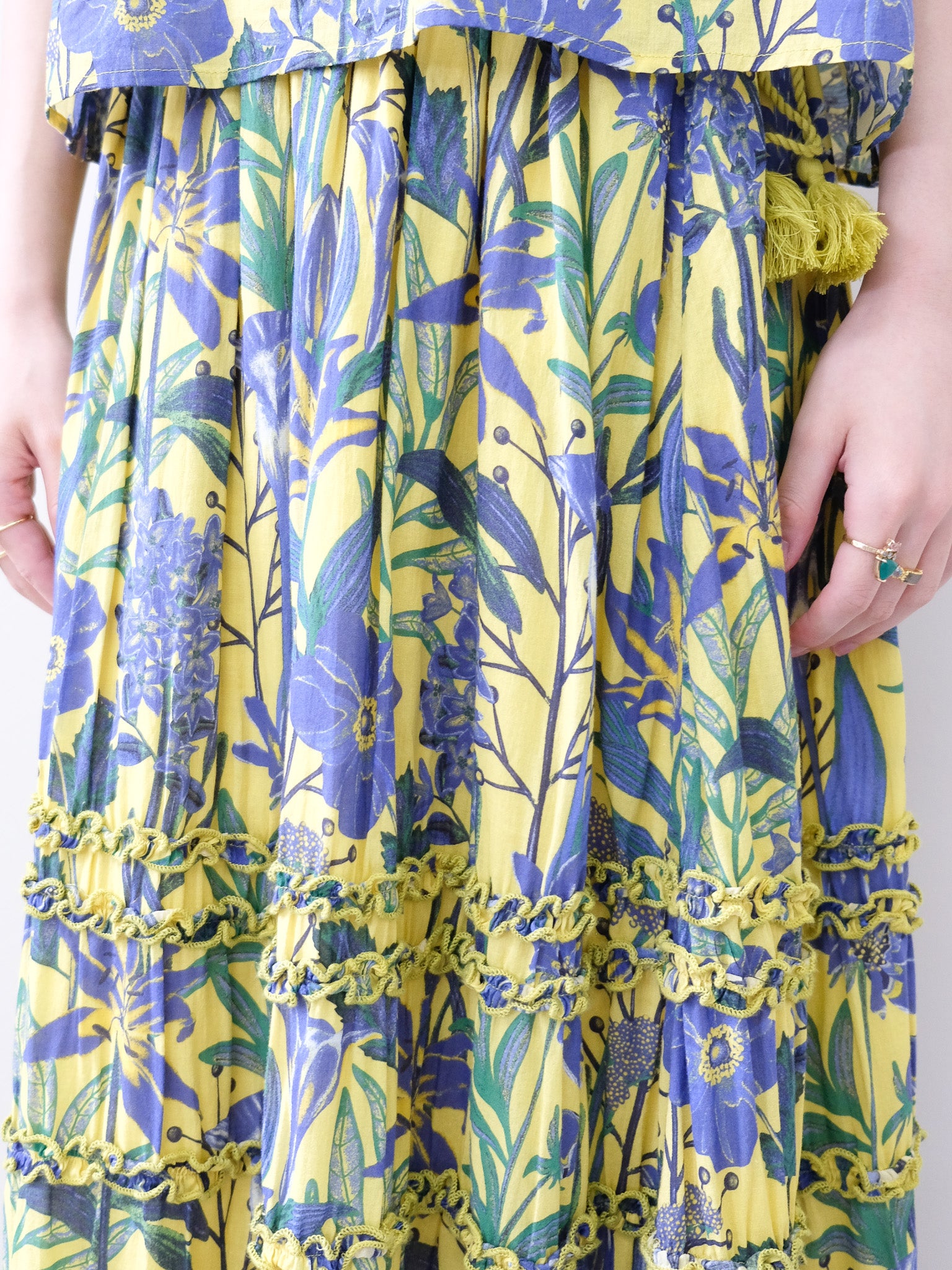 Lily Print Tiered Skirt(リリープリントティアードスカート)[601565]yellow