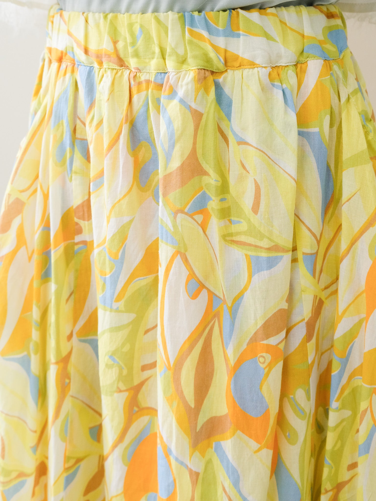 Botanical Bird Side-Tie Maxi Skirt(ボタニカルバードサイドリボンマキシスカート)[601567]yellow