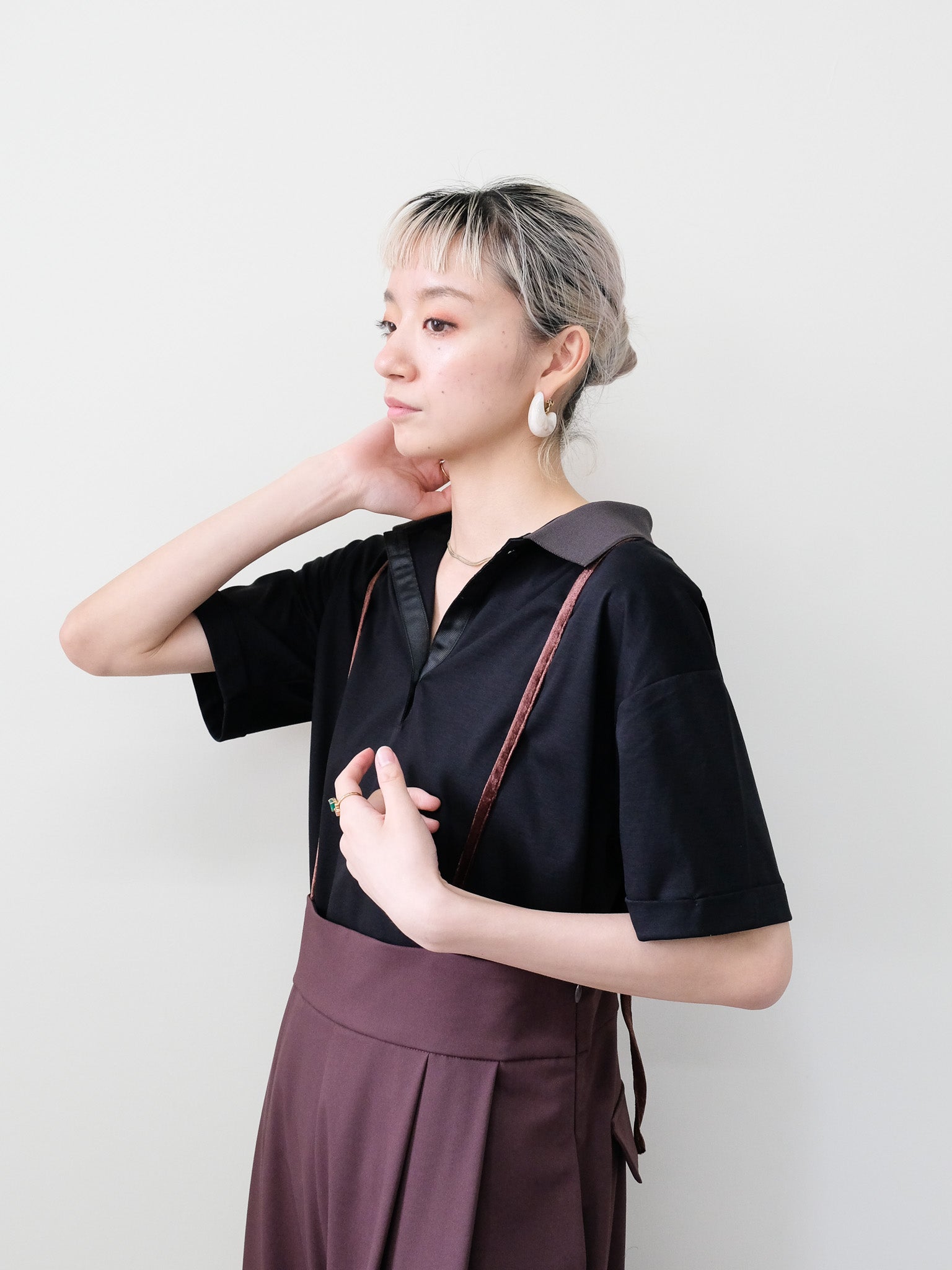 ベロアサスペンダー付パンツ [603332] brown