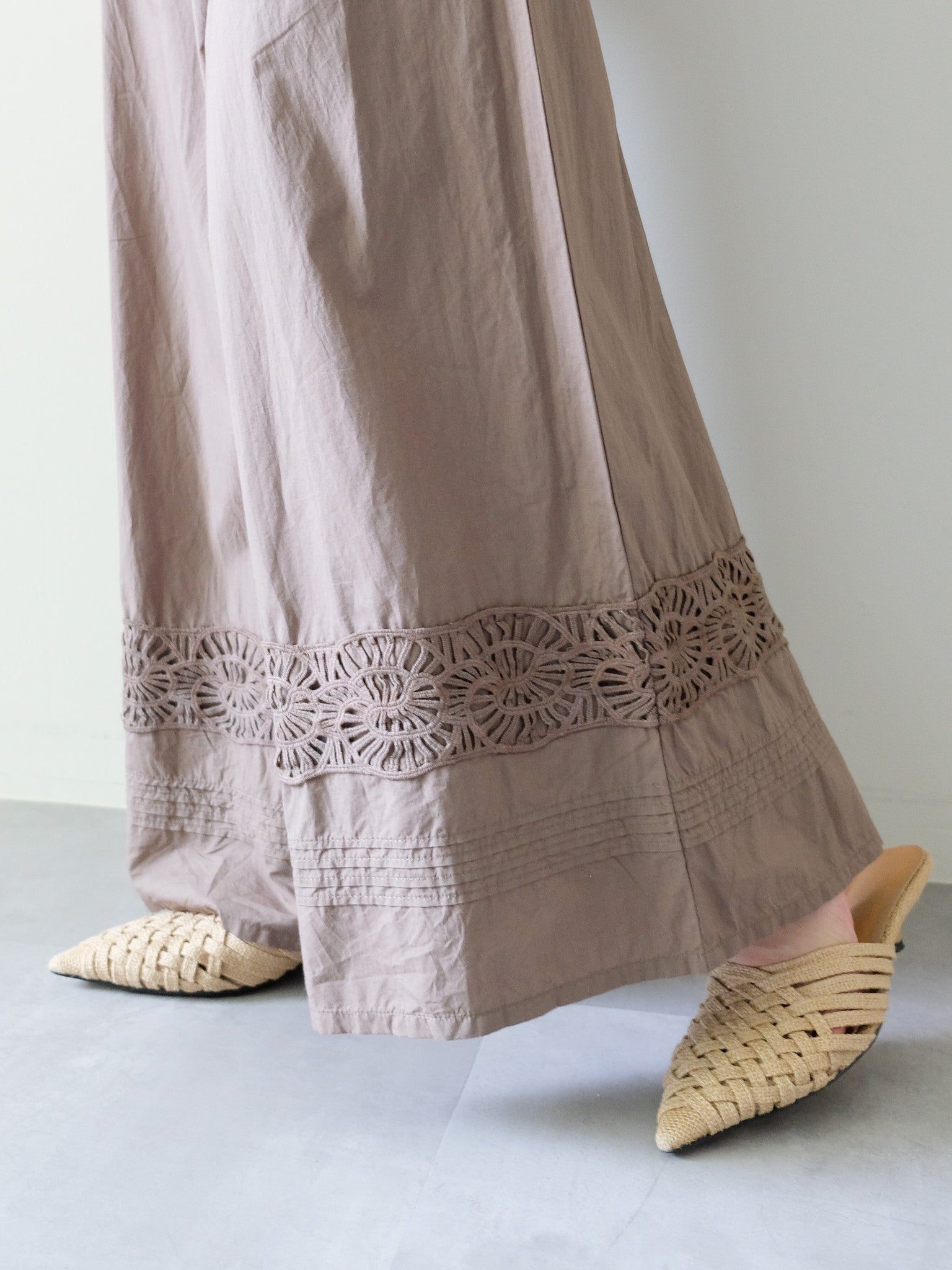Lace Shirring Pants(レースシャーリングパンツ)[601553]brown
