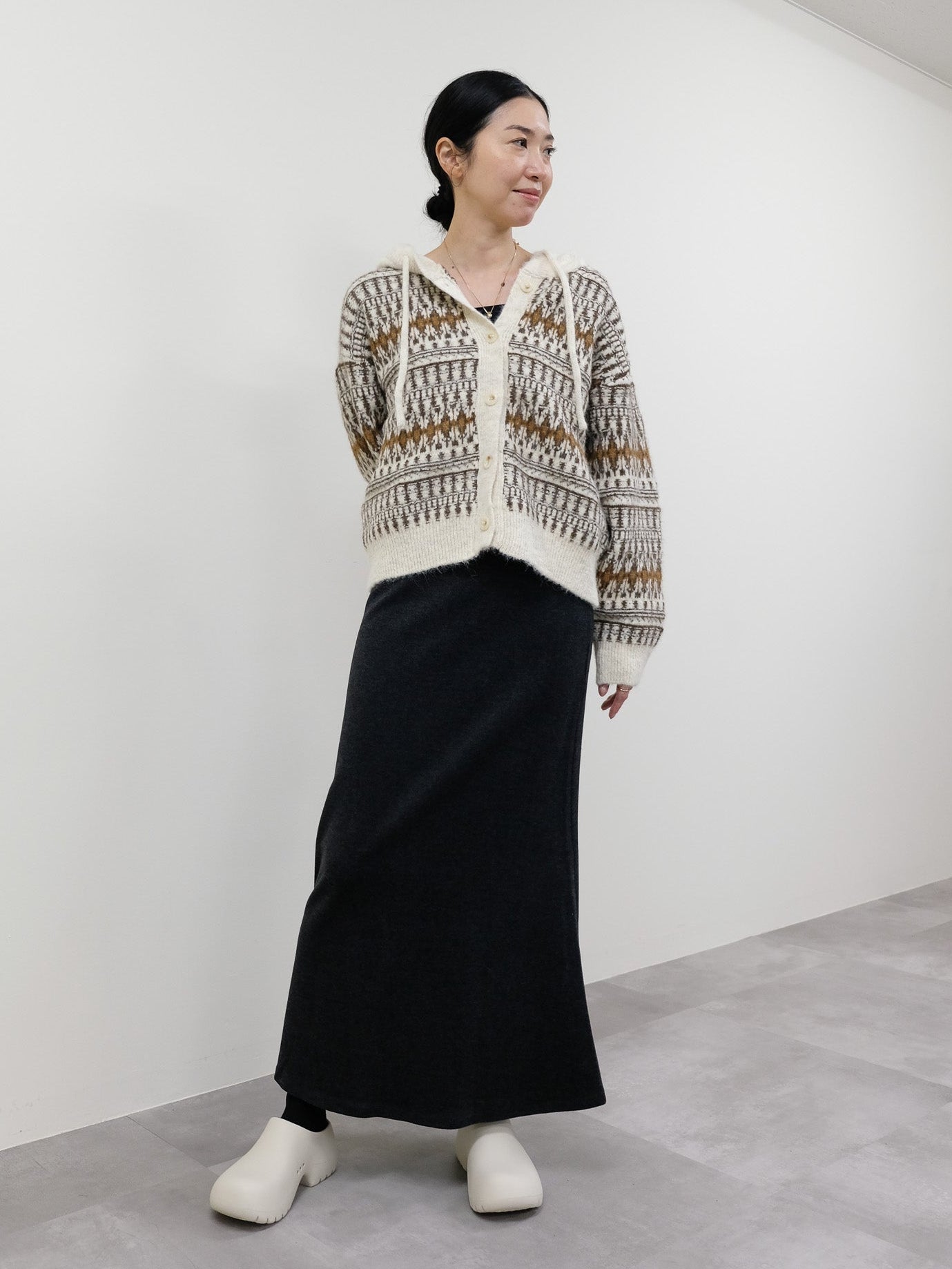 フェアアイルフーディニットカーディガン [601516]brown