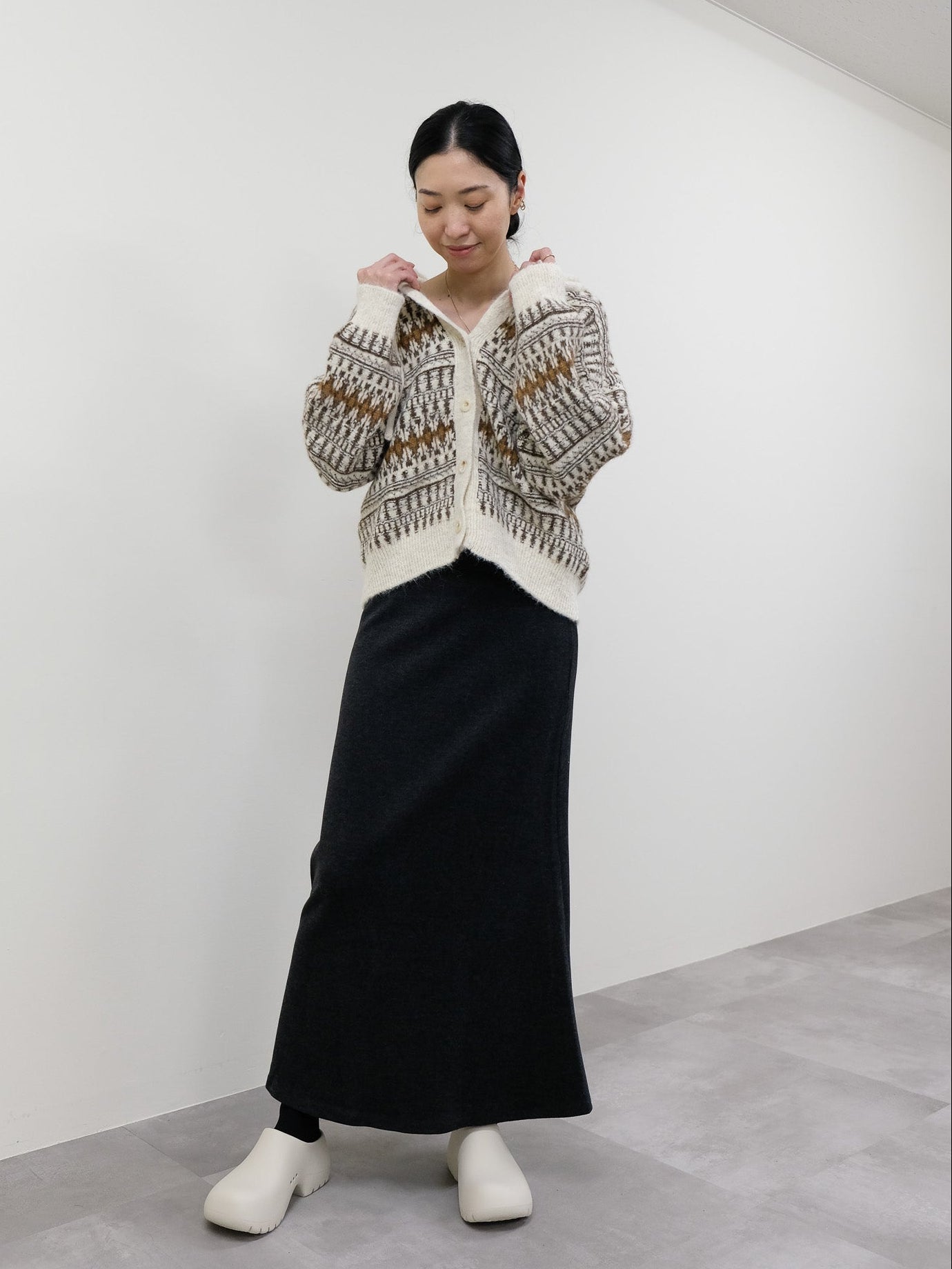 フェアアイルフーディニットカーディガン [601516]brown