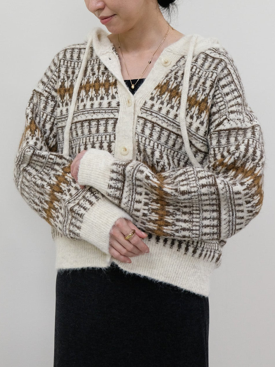 フェアアイルフーディニットカーディガン [601516]brown